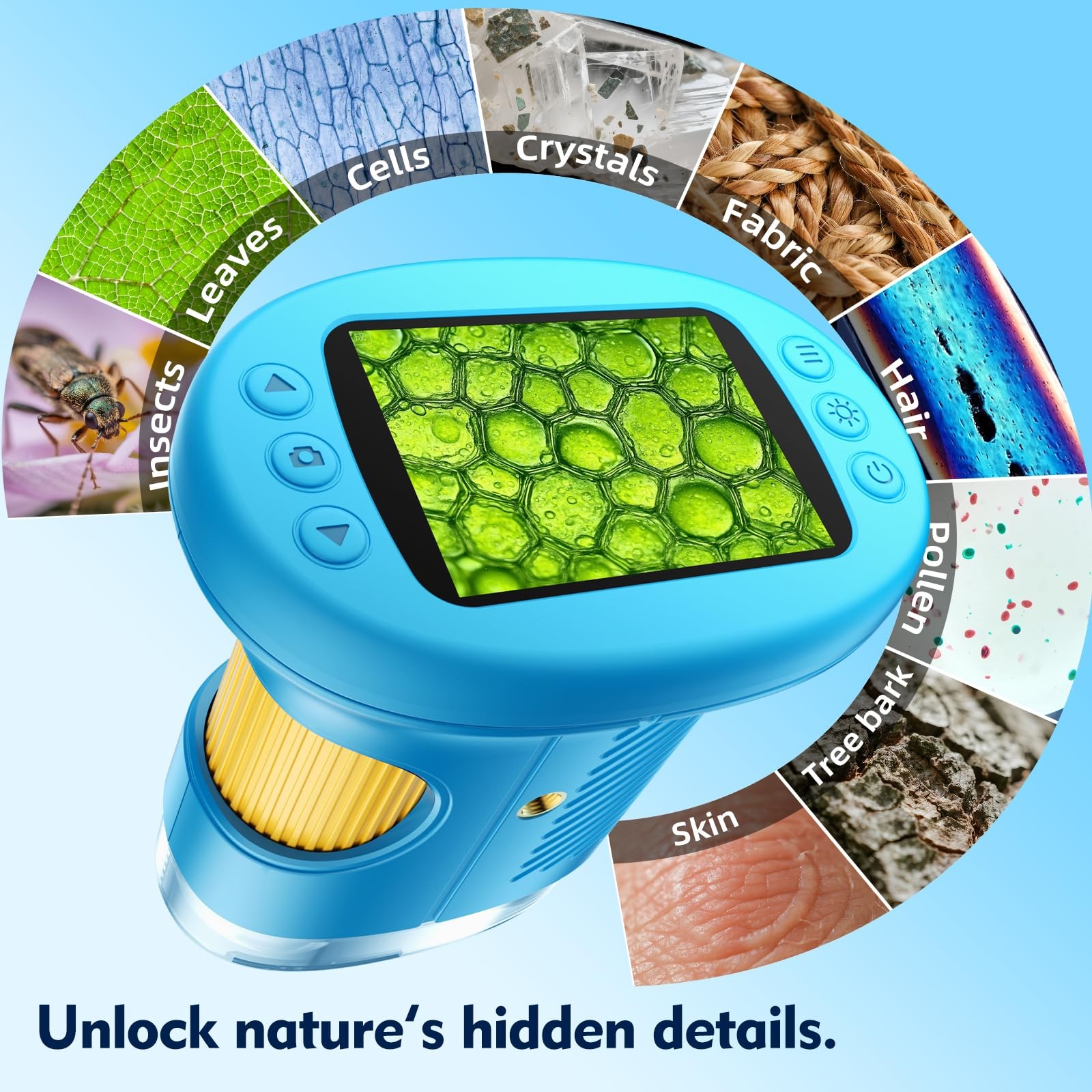 1000X Handheld Microscope for Kids, Portable 4K Digital Microscope with 12