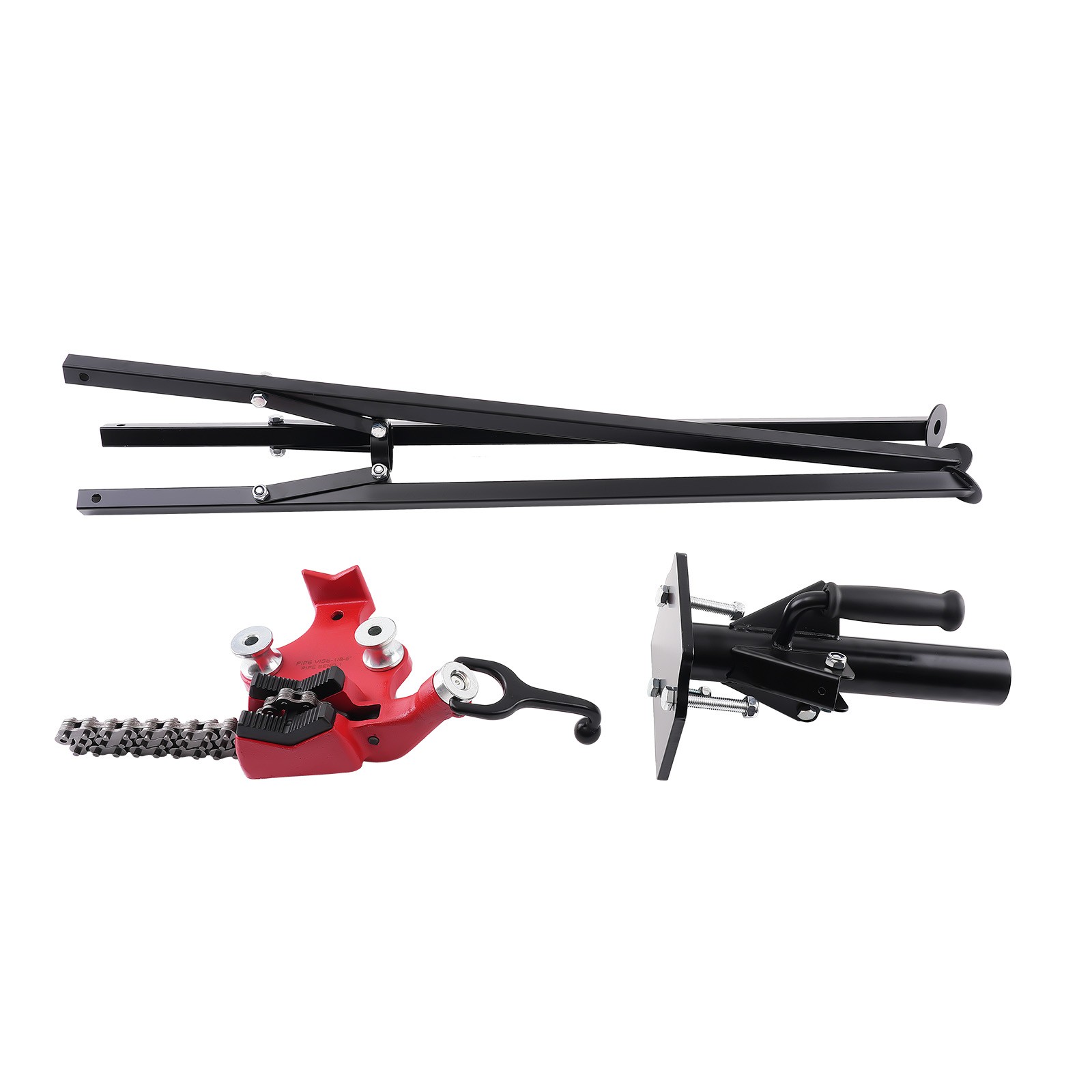 Heavy Duty Tripod Chain Vise 1/8"-5" Pipe Capacity Portable Folding Design