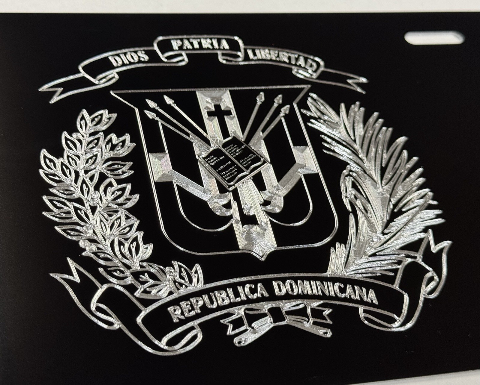 Dominican Republic Diamond Etched Engraved License Plate Metal Car Tag Gift