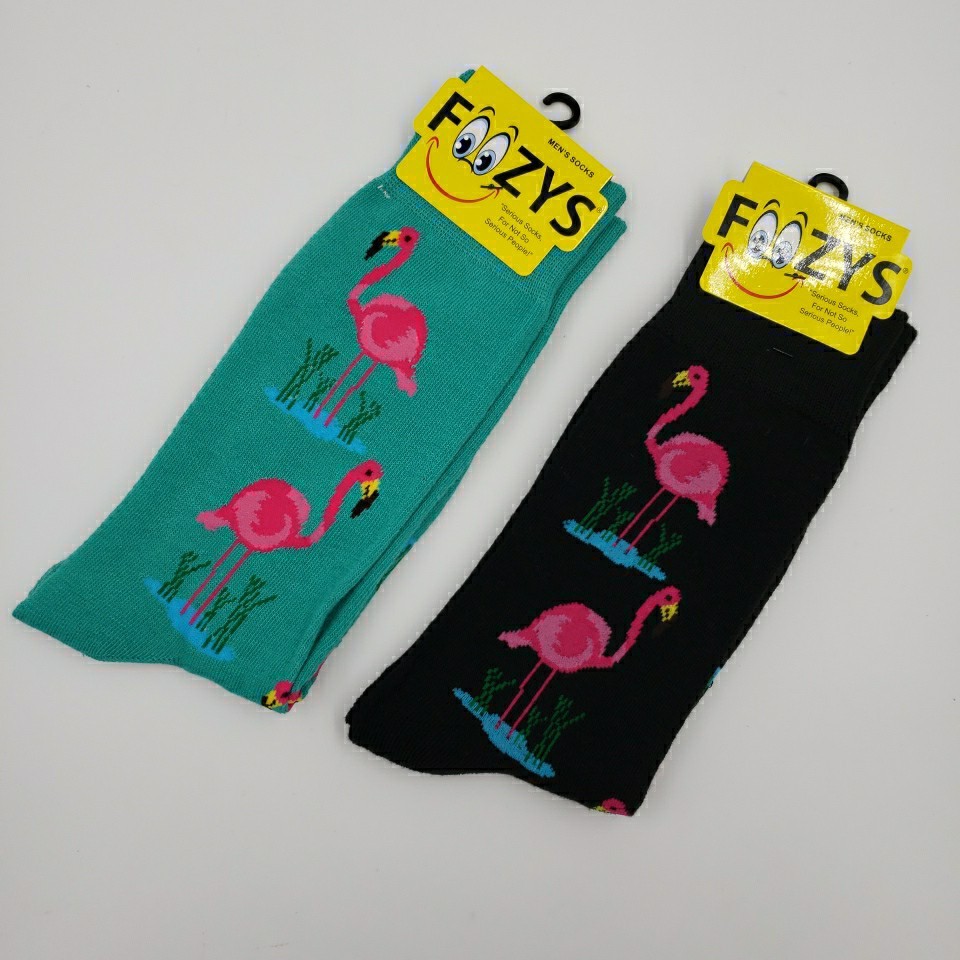 Mens Tropical Pink Flamingo Socks Gift Florida Party Cruise Life Novelty 2 PAIRS