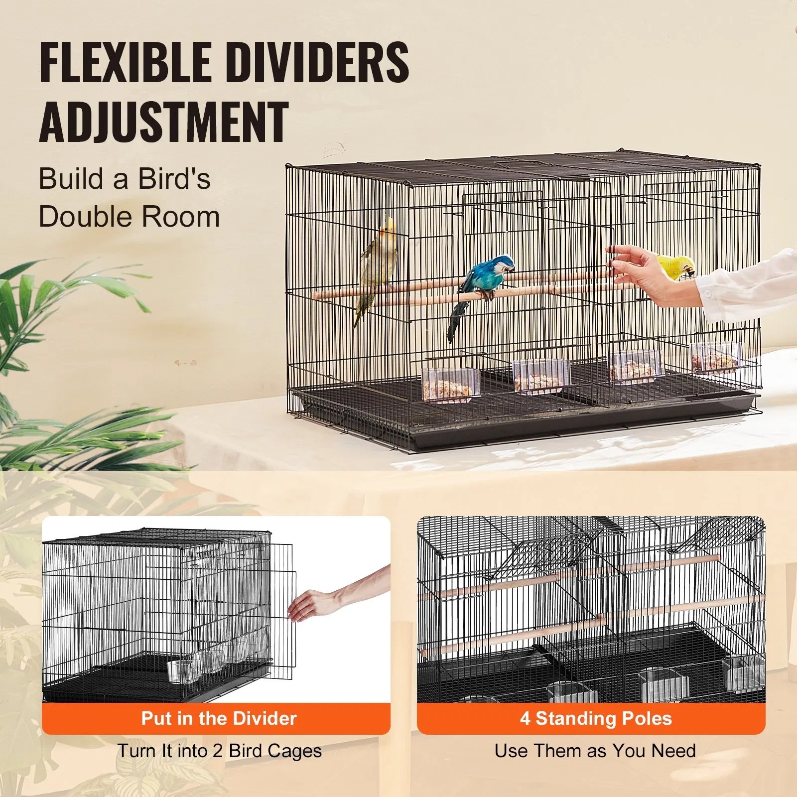 30-inch Flight Bird Cage, Stackable Divided Small Parakeet Cage for Parrots