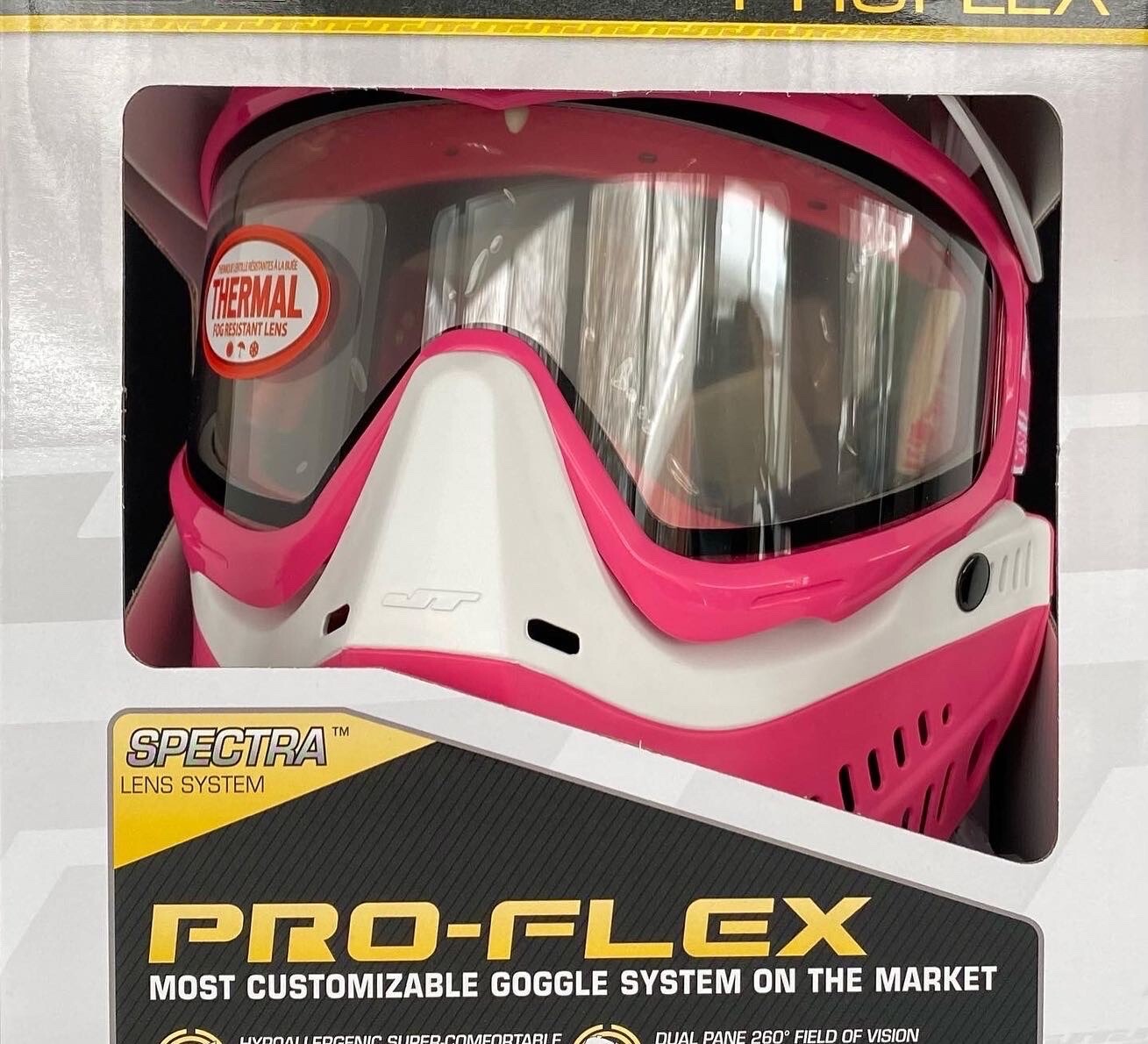 NEW JT Proflex Fuchsia￼ Pink White Paintball Mask Goggle - Spectra Clear Lens
