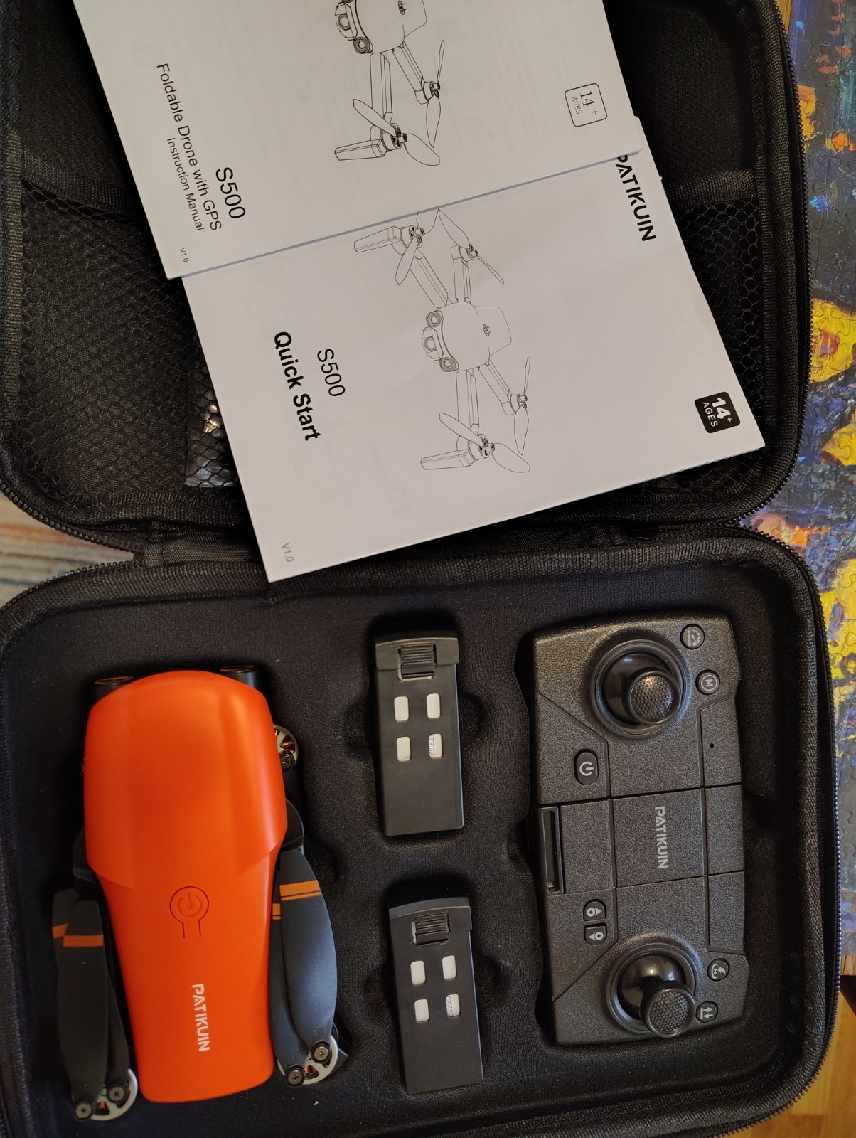 Patikuin S500 2K Foldable Drone Camera with Brushless Motor, Orange