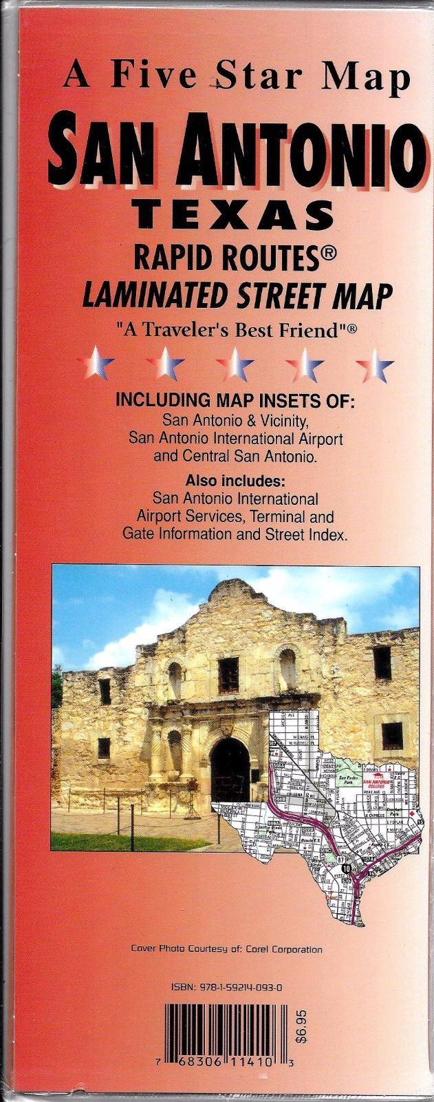 Street Map of San Antonio, Texas, Rapid Routes Folded & Laminated, by Five Star