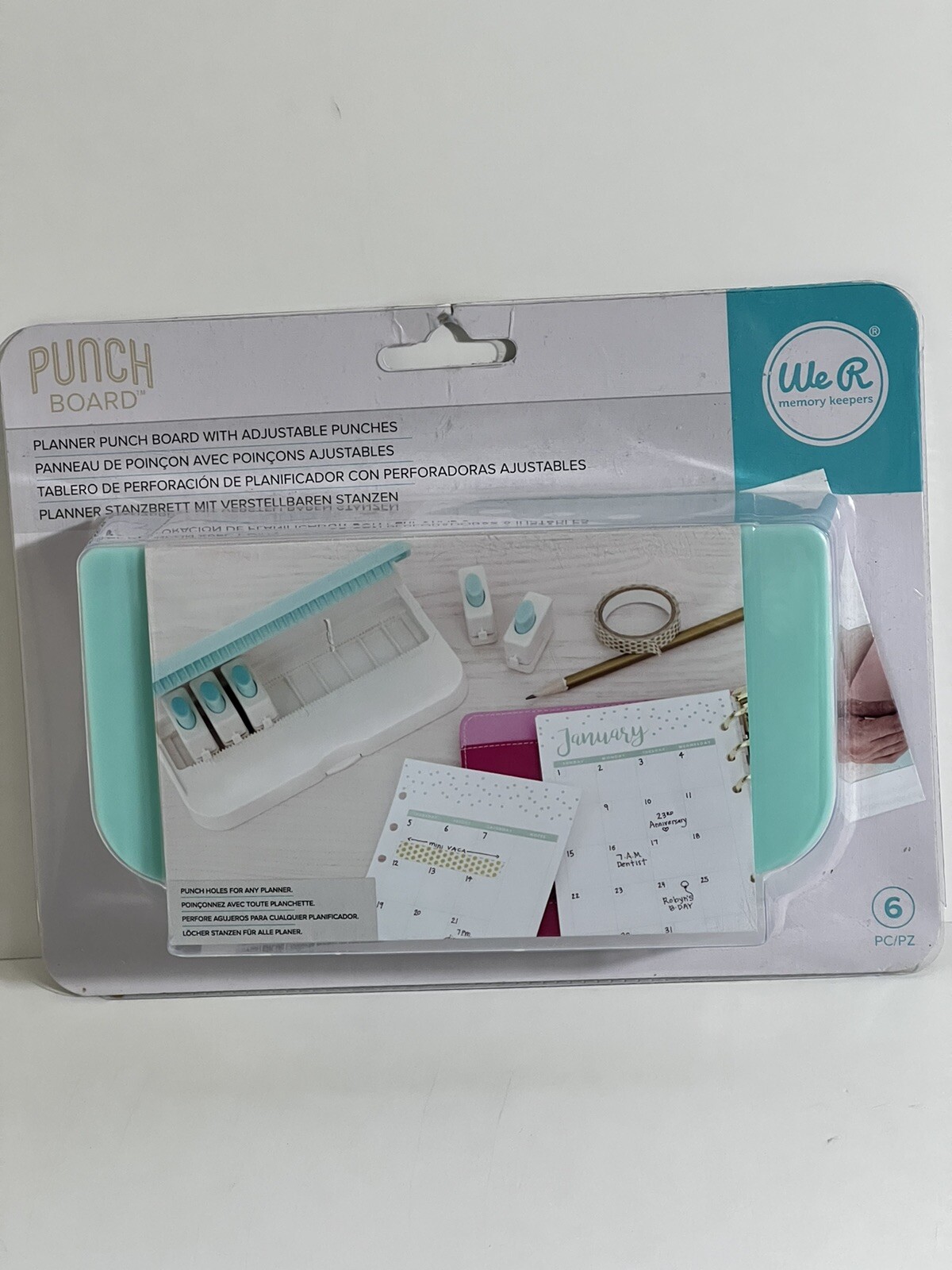 WE R MEMORY KEEPERS Planner Punch Board With Adjustable Punches 6pcs NIB