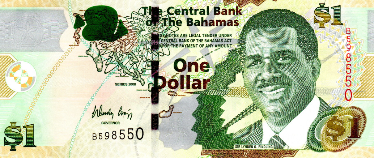 BAHAMAS CRISP Series $1 Dollar UNC Banknote (2008) P-71 Prefix B Paper Money