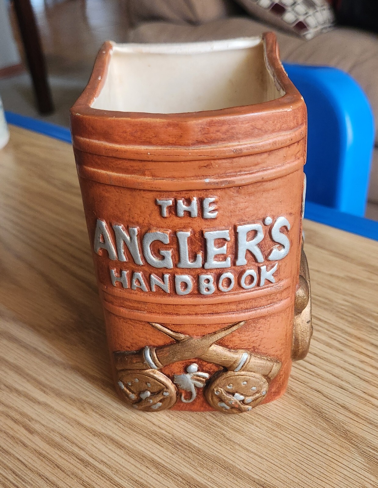 Napcoware The Angler's Handbook 3D Porcelain Planter Decor Japan Man Cave VTG