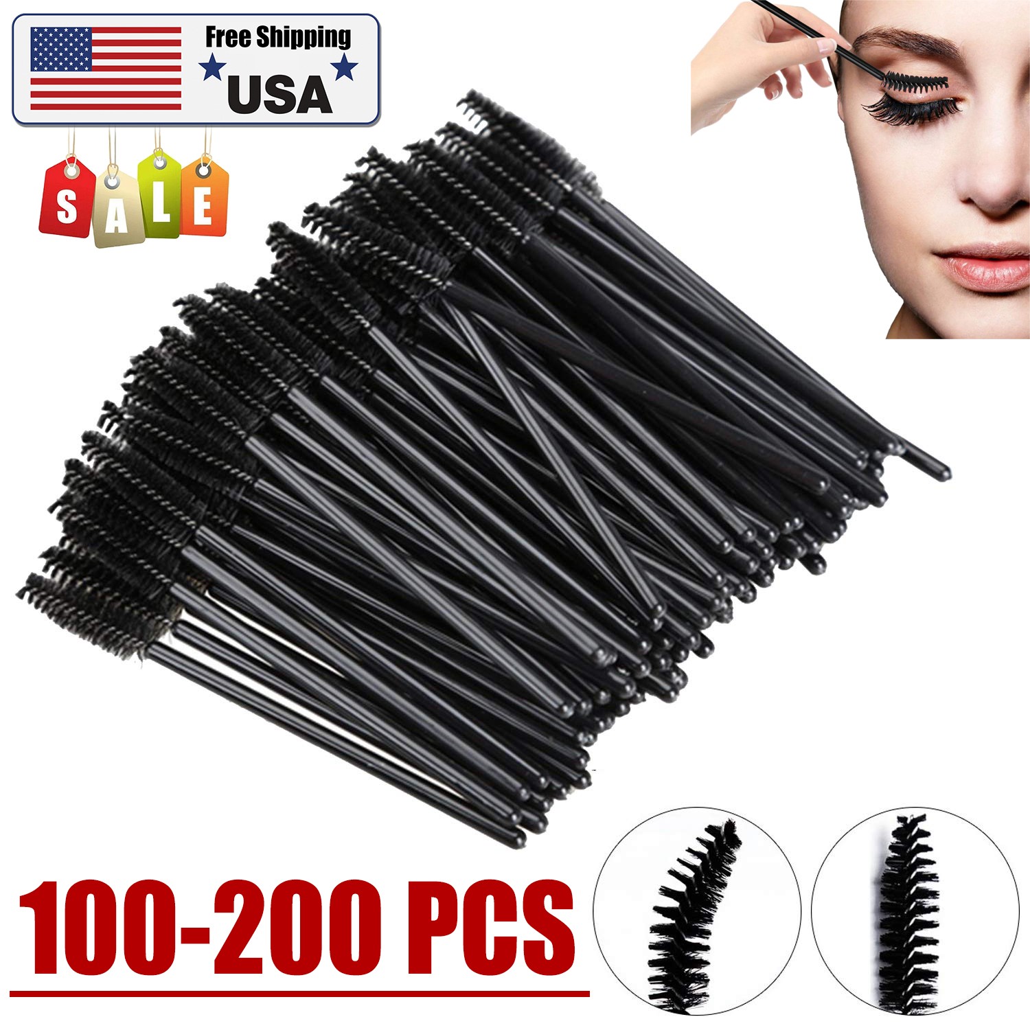 200x Disposable Eyelash Brush Mascara Wands Applicator Eyebrow Brush Makeup Tool