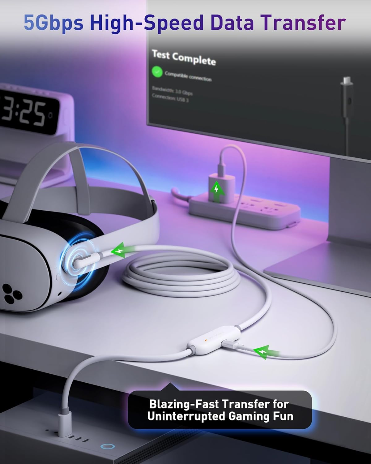 VR Charging Link Cable 16FT (Next-Gen Chip) Compatible with Meta Quest 3S/Quest