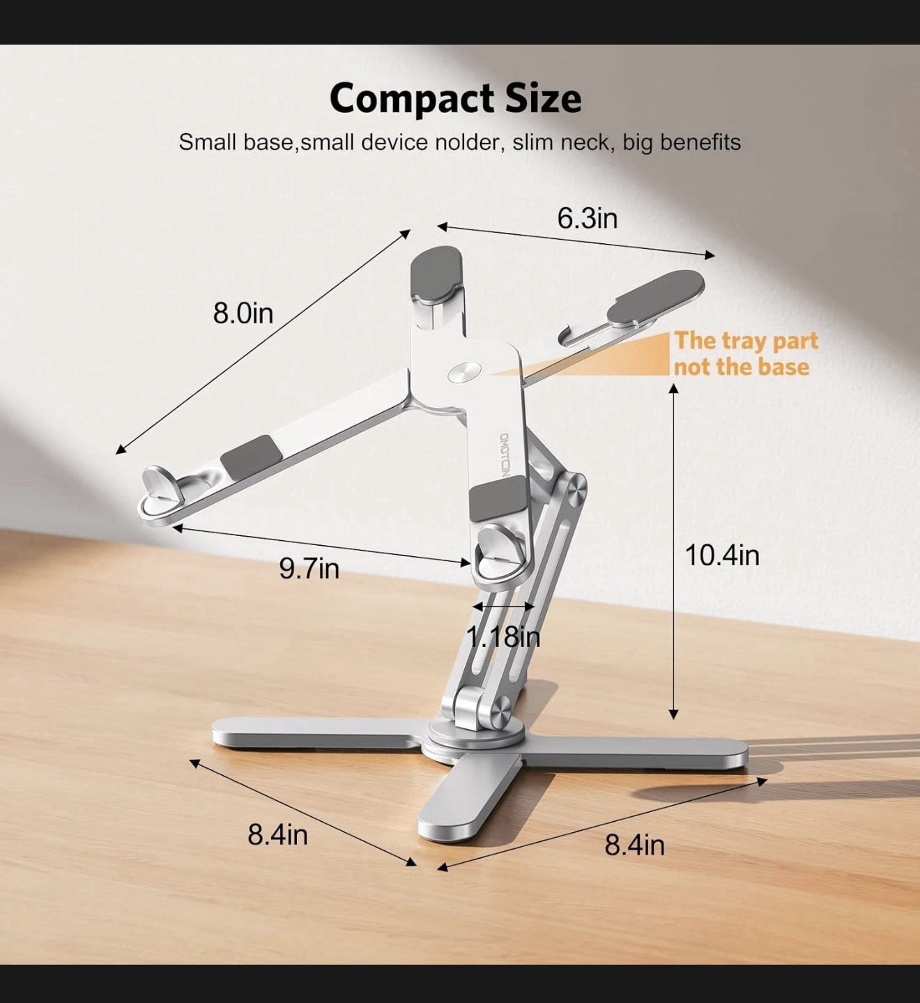 OMOTON LA10 360° Rotating Foldable Laptop Stand Riser Ergonomic Desk NEW Silver