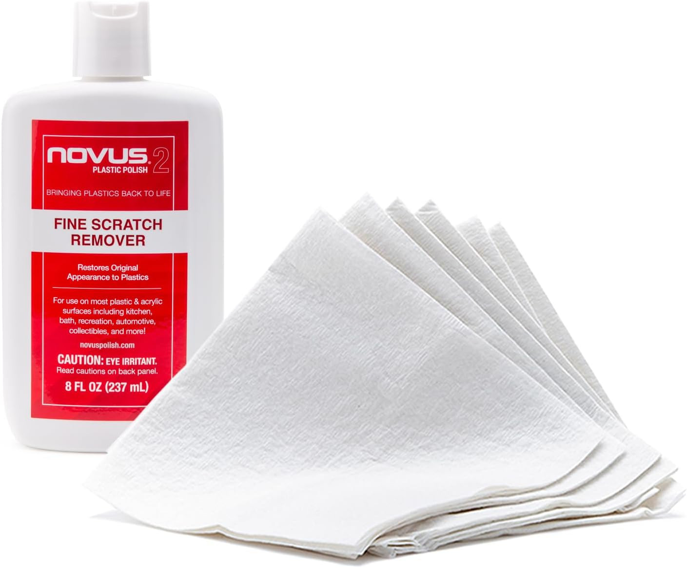 NOVUS Plastic Polish with 6Ct Polish Mates Pack | Fine Scratch Remover #2 | 8 Ou