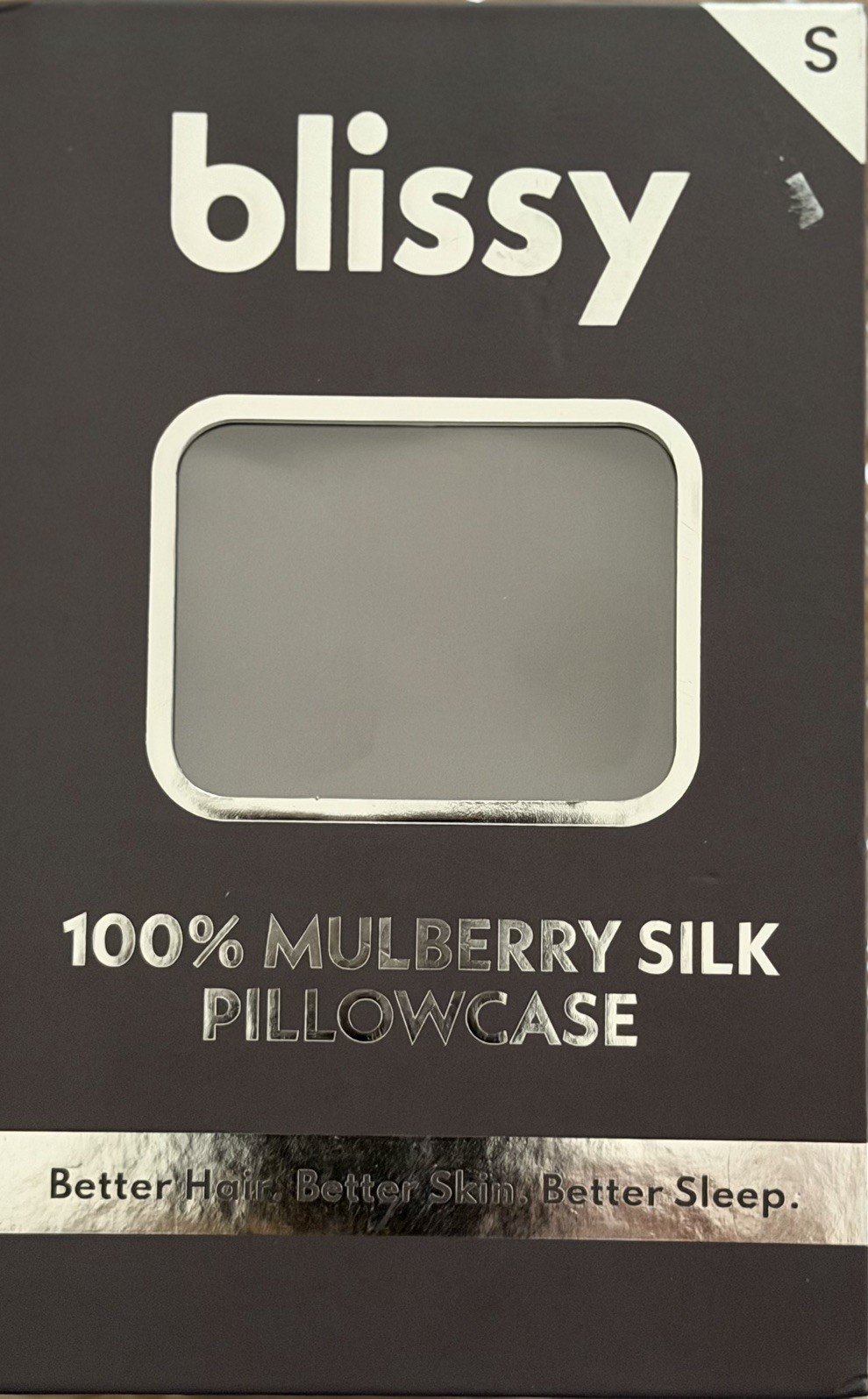 Blissy Mulberry Dark Gray 100% Silk Pillowcase STANDARD SIZE NEW IN BOX