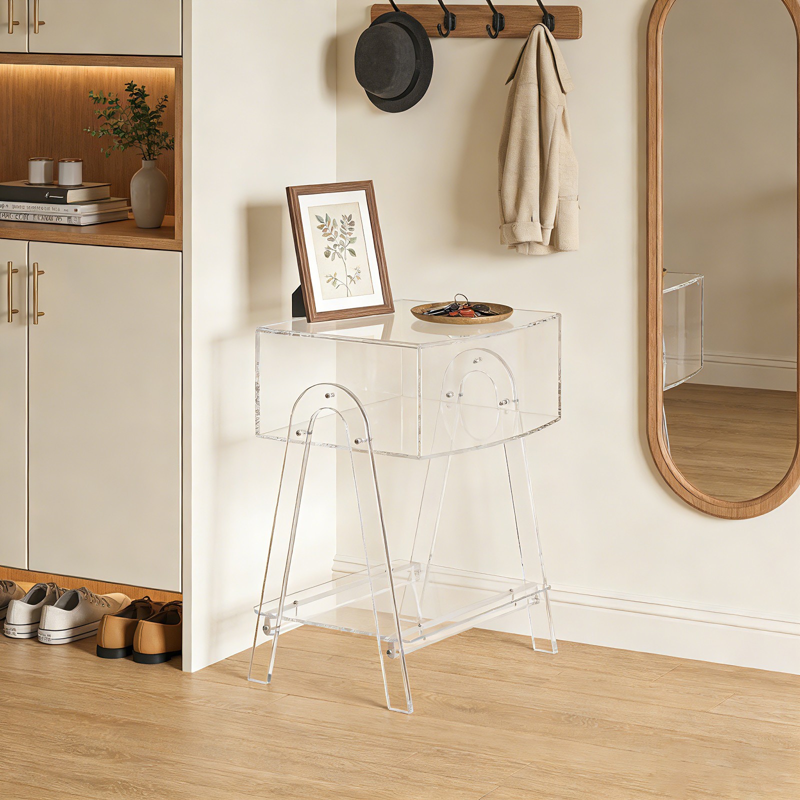 44*32*57cm 3 Tier Acrylic Side Table Tea/Coffee table Clear Nightstand End Table