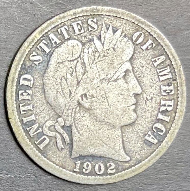 1902-O Barber Dime 10c Choice Higher Grade Tough Date 90% silver coin L110
