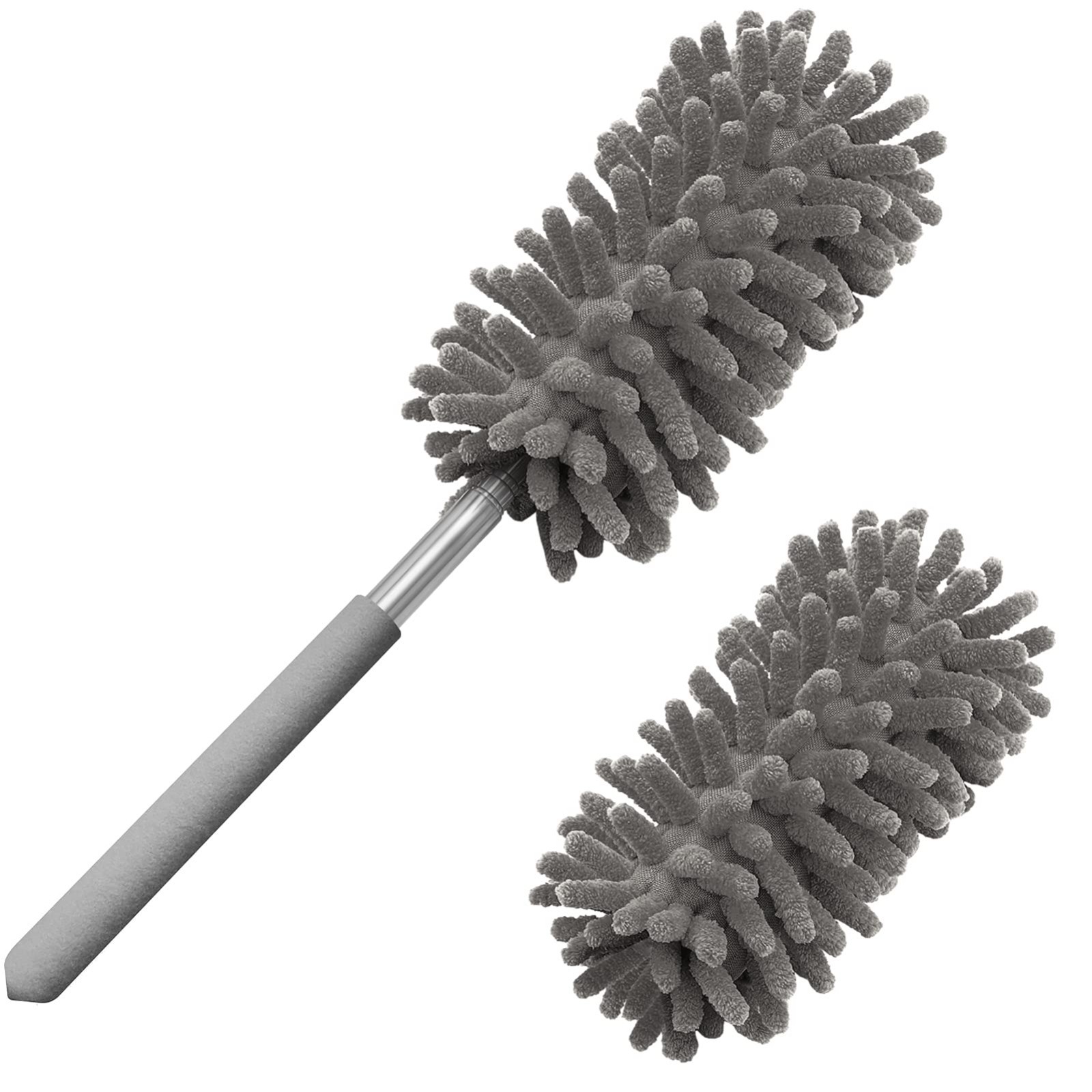 Extendable Microfiber Duster with Replaceable Heads Telescopic Cleaning Tool Kit