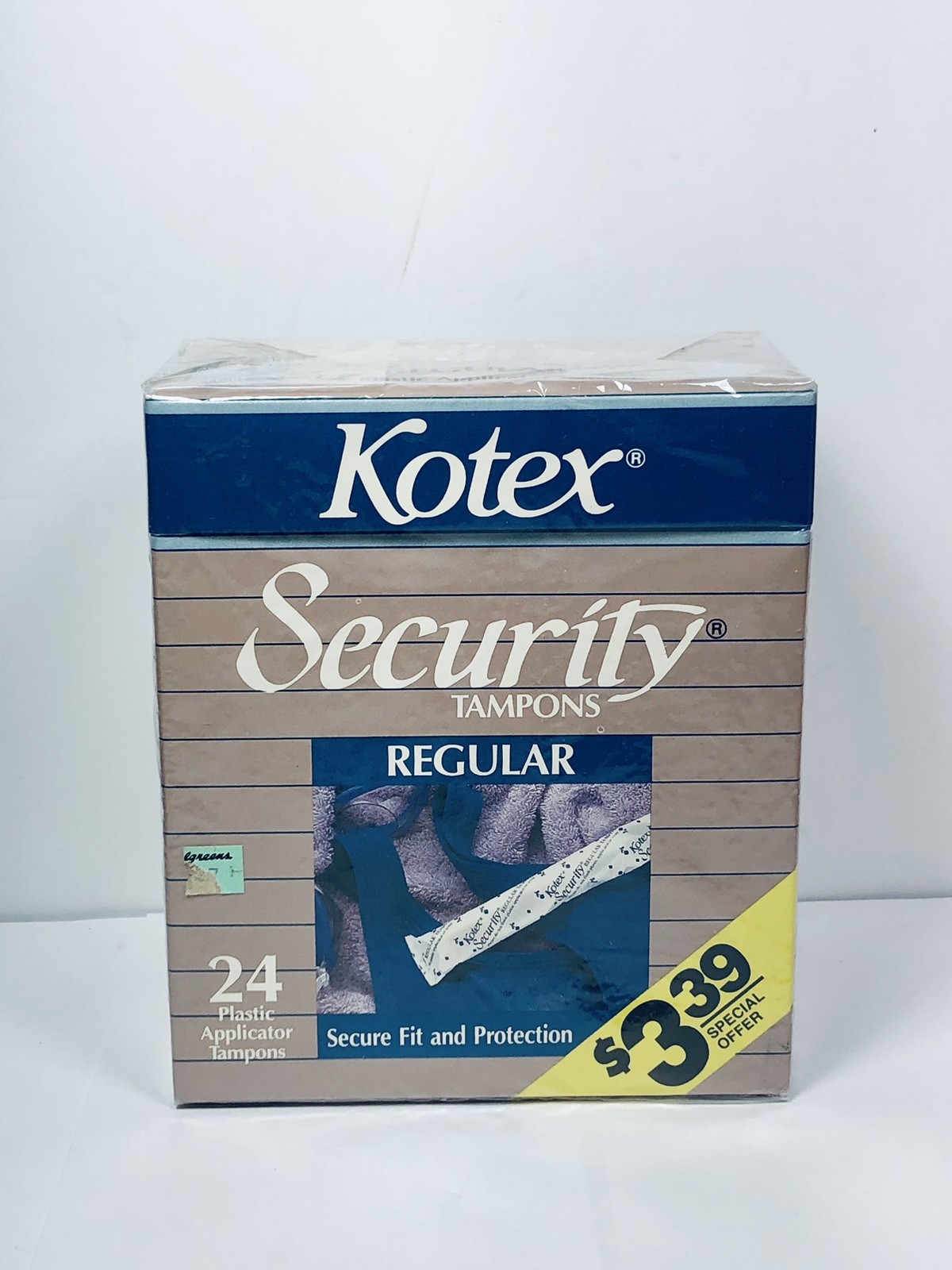 Vtg 1989 Kotex Security Tampons Regular 24ct SEALED Box NOS Movie Prop.