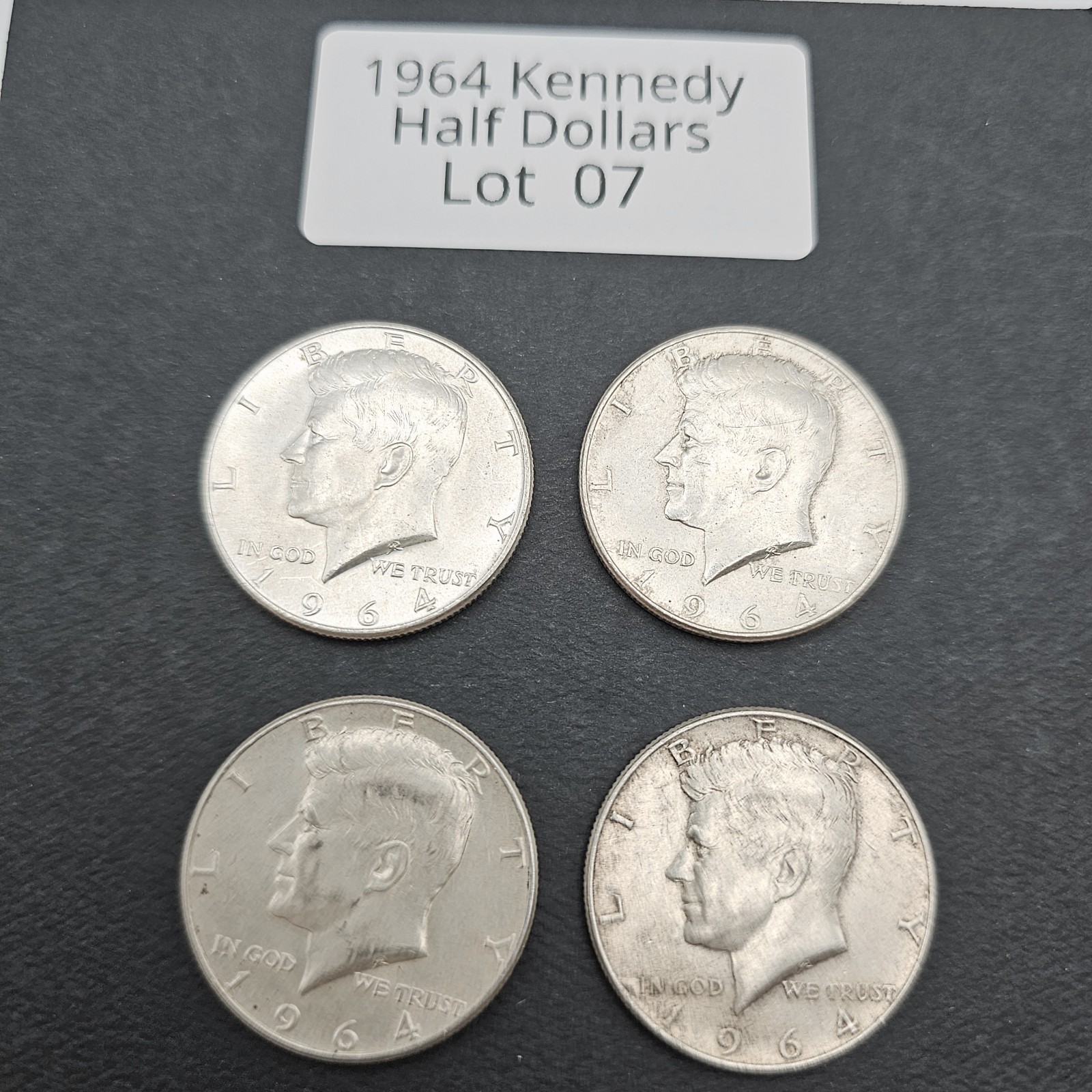1964 Kennedy Half Dollars Philadelphia 90% Silver - Lot of 4 Coins - Lot #7 of 9