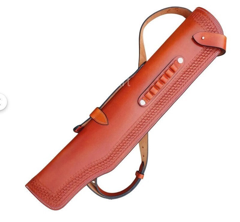 Pure Leather Rifle Scabbard Shotgun Case Cowboy Holster Cover Long Gun Sleeve