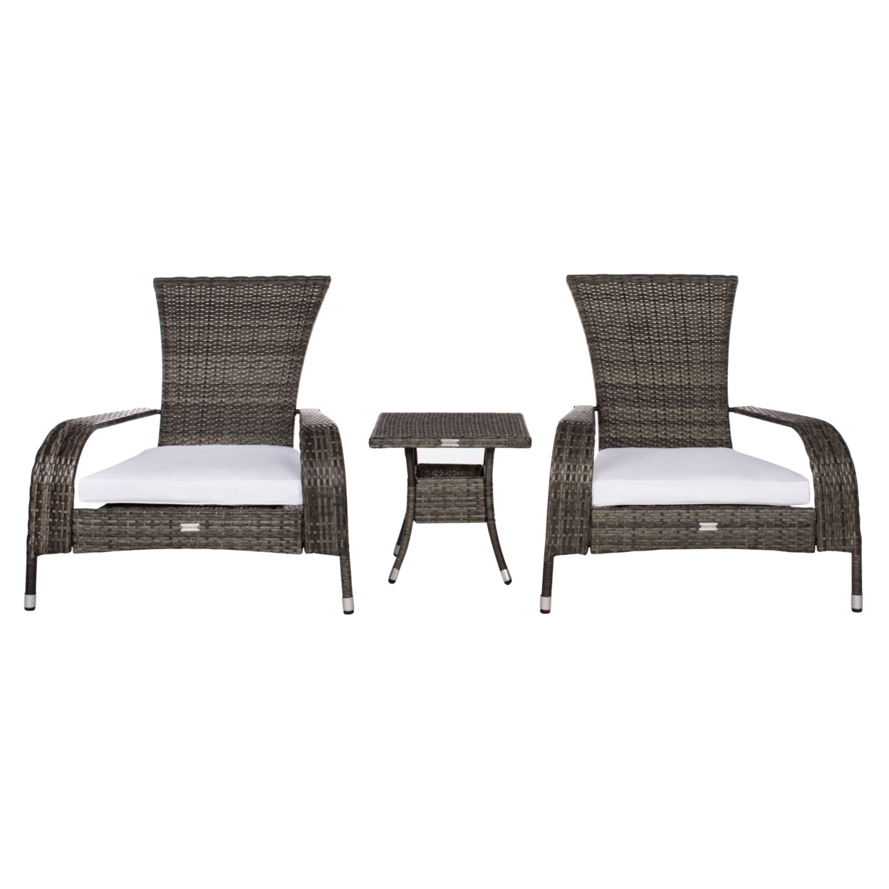 SAFAVIEH Outdoor Collection Edna 3-Piece Lounge Set | Grey Brown/White Cushion |