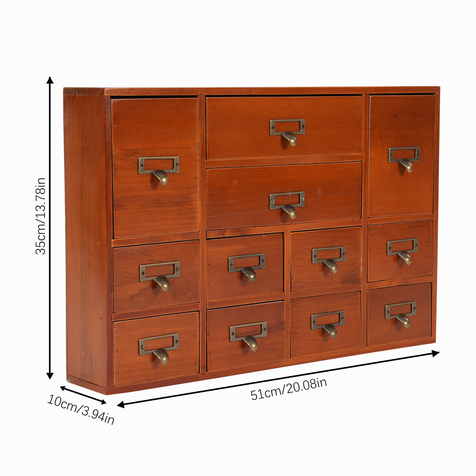 12-Drawer Wooden Desktop Organizer - Stylish Storage for Home & Office