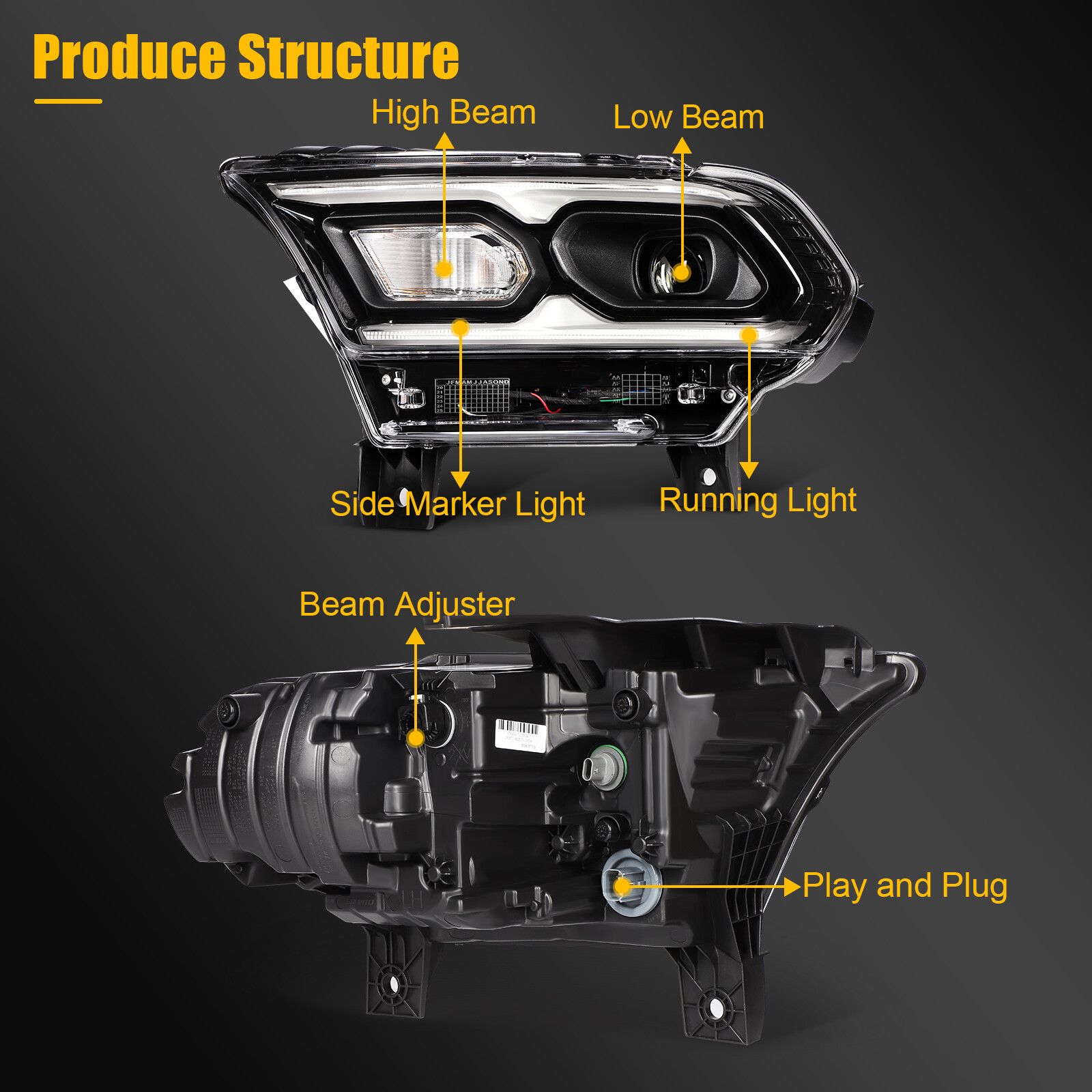 [LED DRL Type] Left Driver Side Headlight Assembly For 2021-2024 Dodge Durango