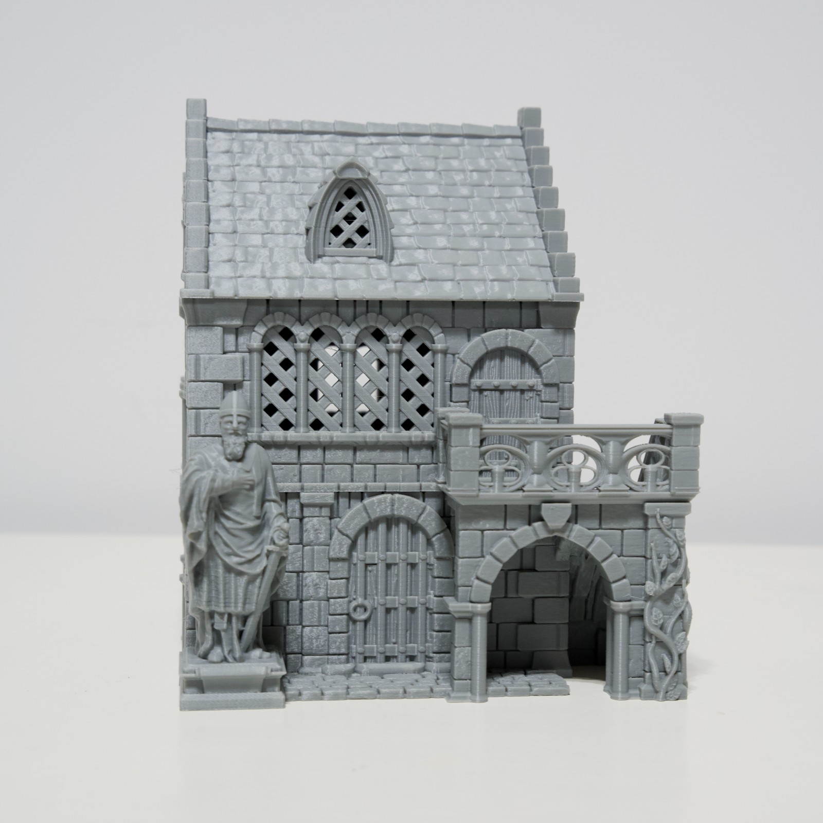 Wargaming Tabletop Stone House With Balcony - 3D Printed