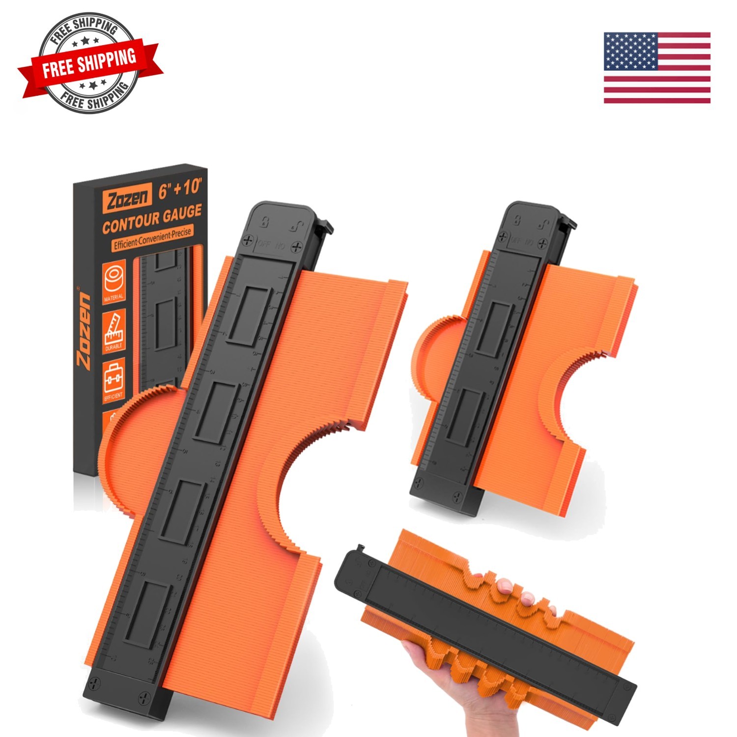 2Pack Contour Gauge, Engraved Scale - Not Fade, 10'' and 6'' Contour Gauge Pr...