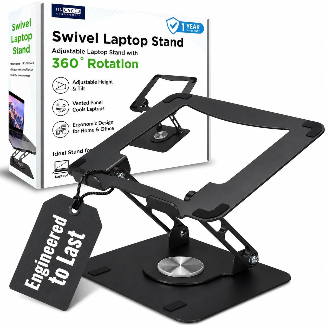 Swivel Laptop Stand for Desk, Adjustable Computer iPad Stand for Desk w/ 360 ...