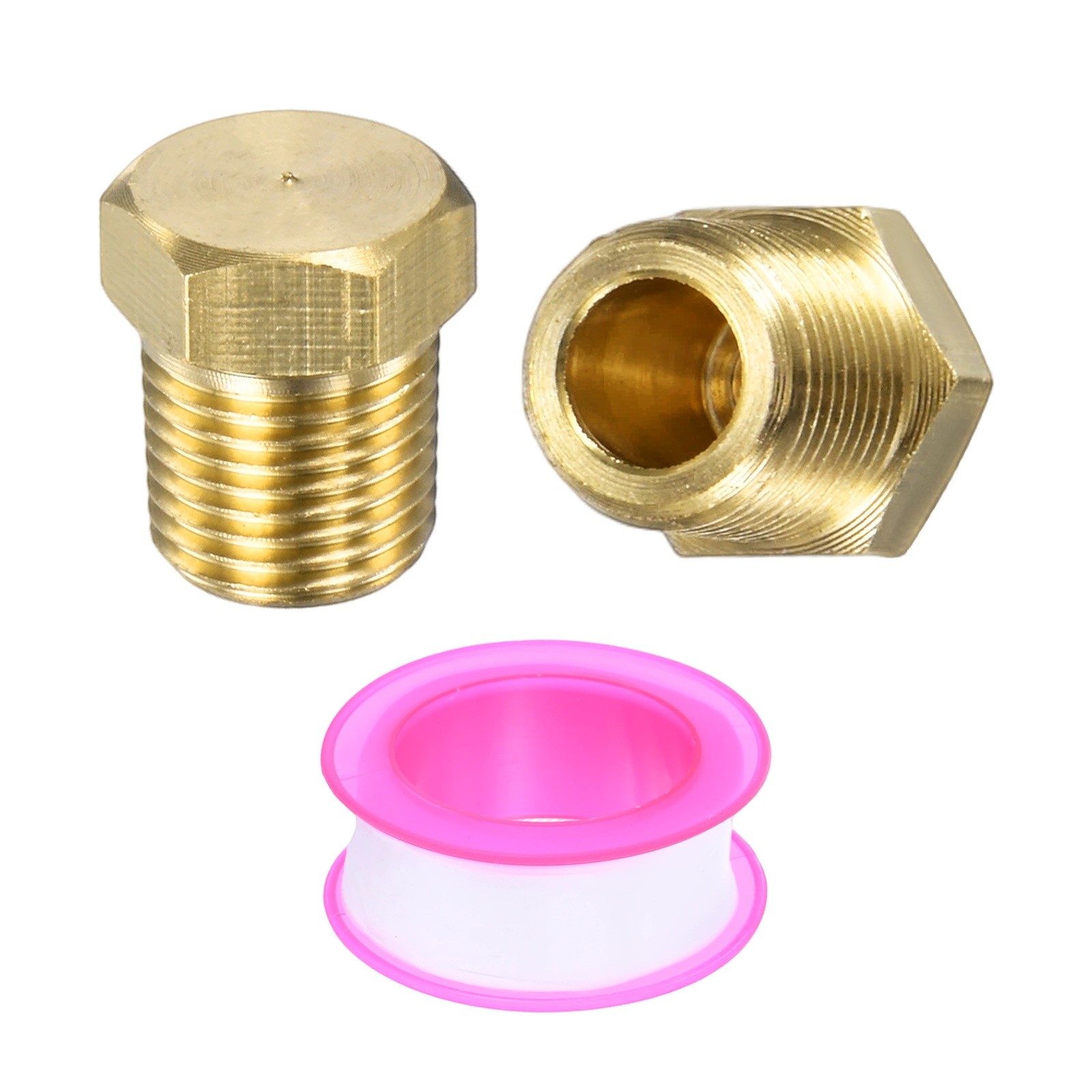 2-Pack Pipe Fitting, 1/8 " NPT Female Thread Hex End Cap with Sealing Tape