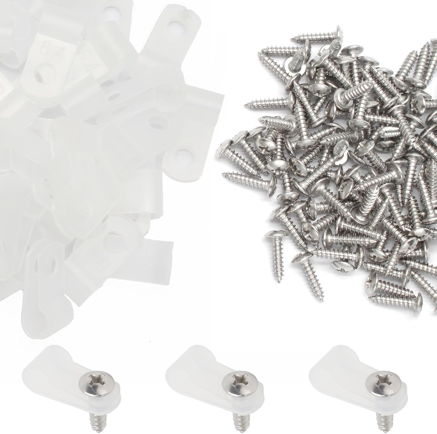 50 Pcs 1/4 Inch White Nylon Cable Clip Wire Clamp  R-type | 6.4mm  Screw Moun...