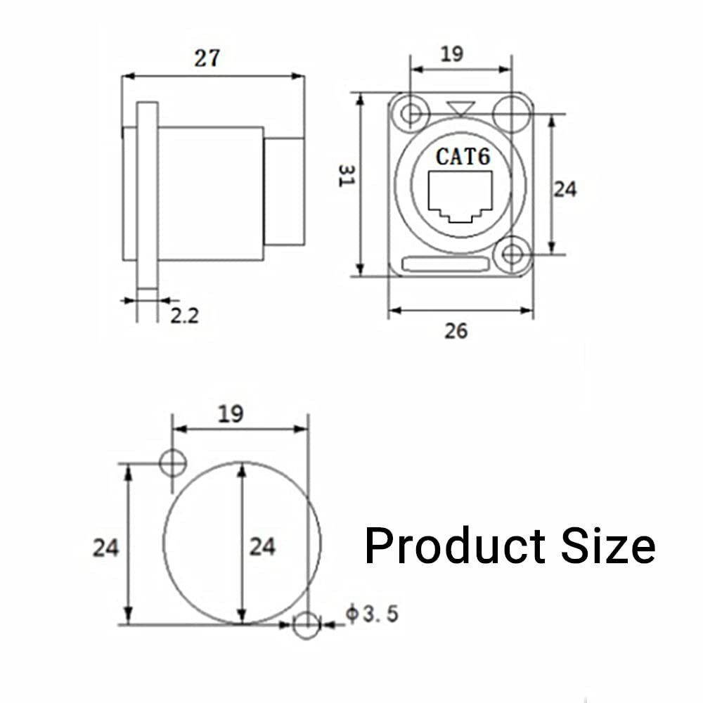 10PCS D-Type RJ45 Coupler, Shielded RJ45 Panel Mount Connector, CAT6/CAT5E/CA...