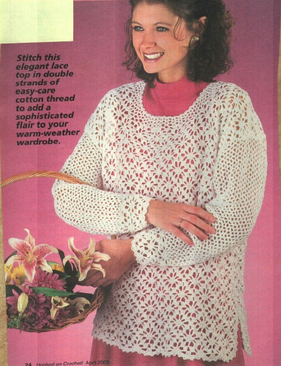 LACY PULLOVER TOP 2 SIZES WOMEN'S DIGEST SIZE CROCHET PATTERN INSTRUCTIONS