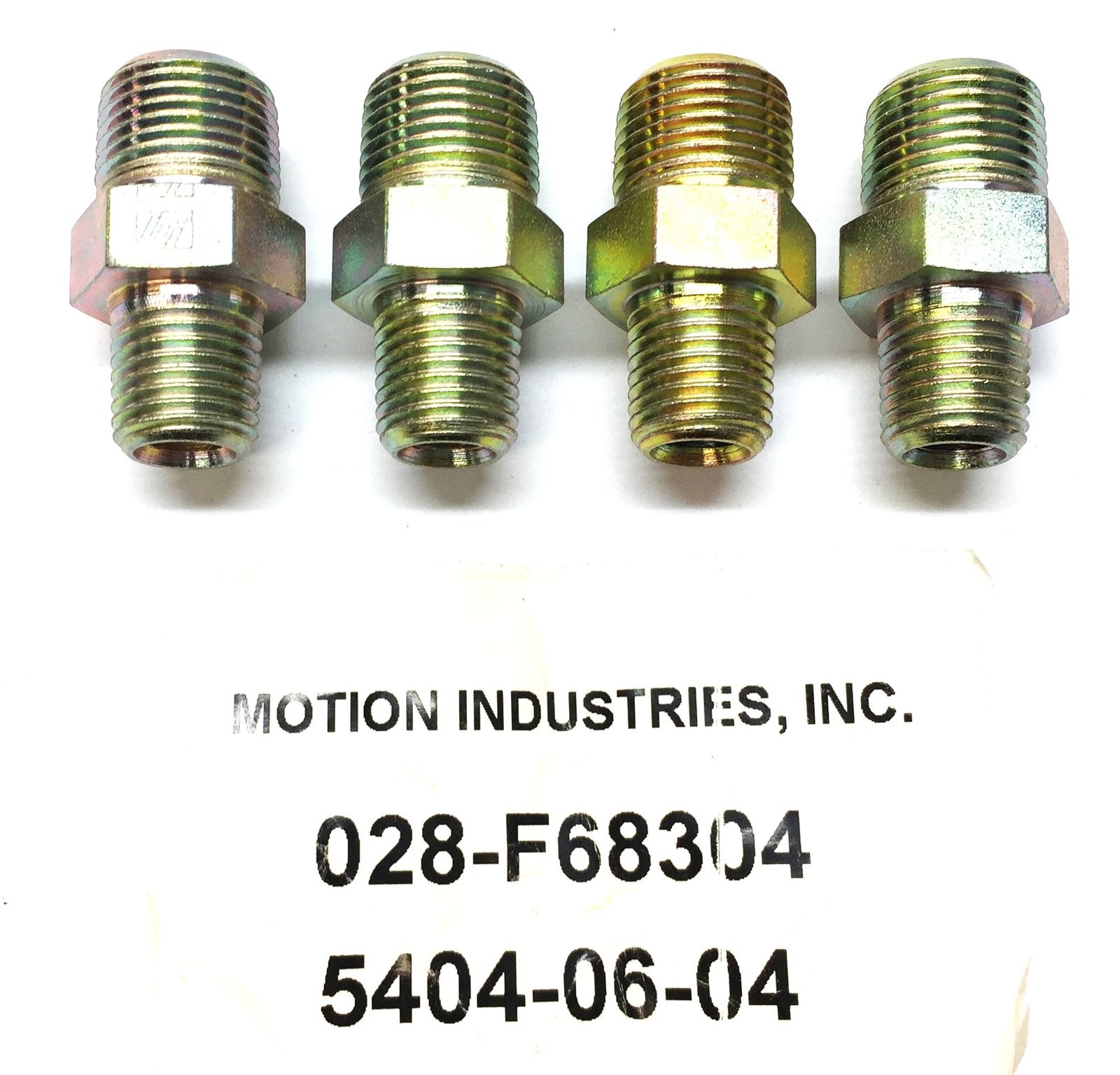 Motion Industries 5/8"x1/2" Hose Adapter 028-F68304 (5404-06-04) [Lot of 4] NOS