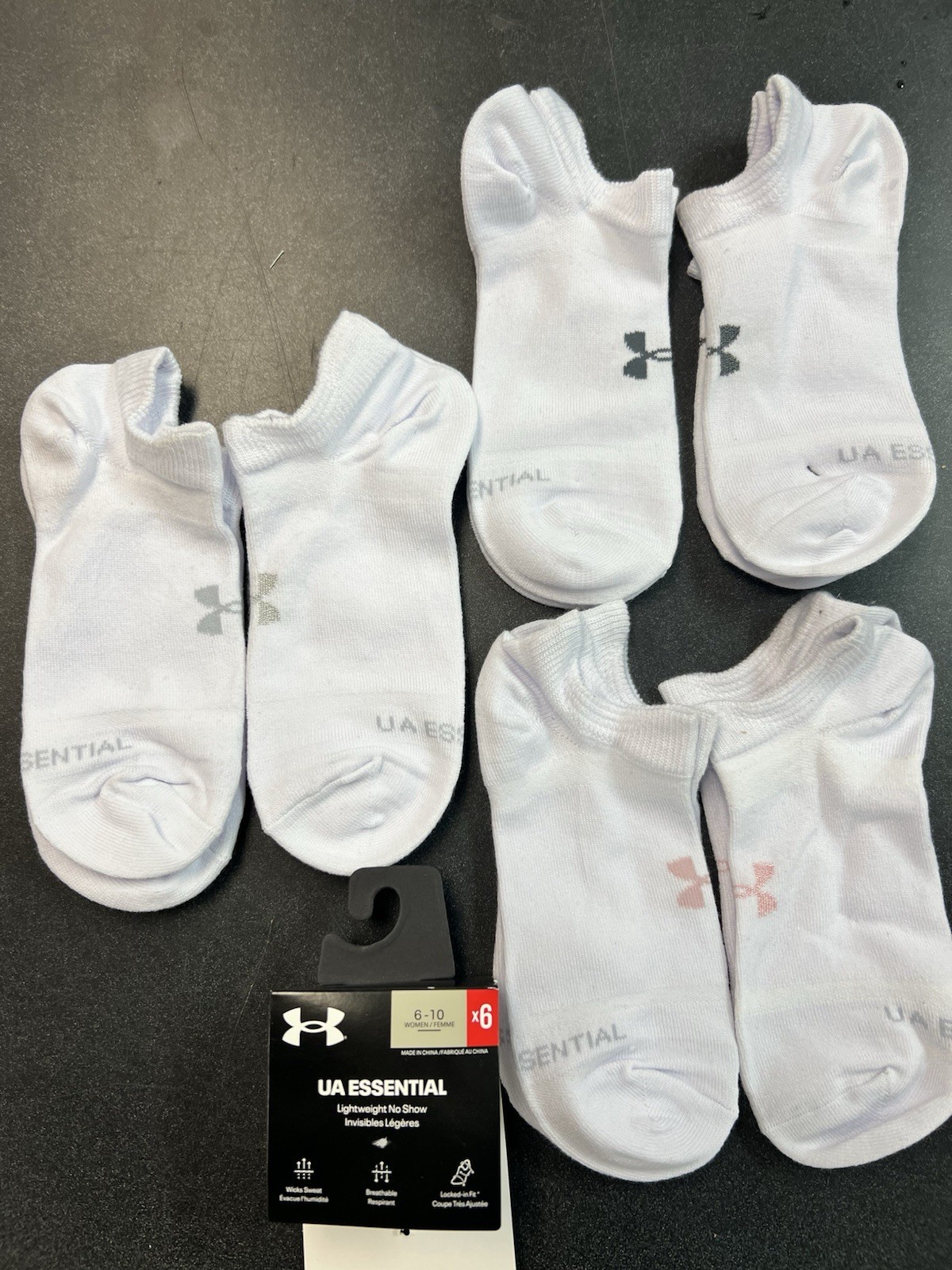 Under Armour Essential six pairs of White Lightweight No Show Sock Women 6–10