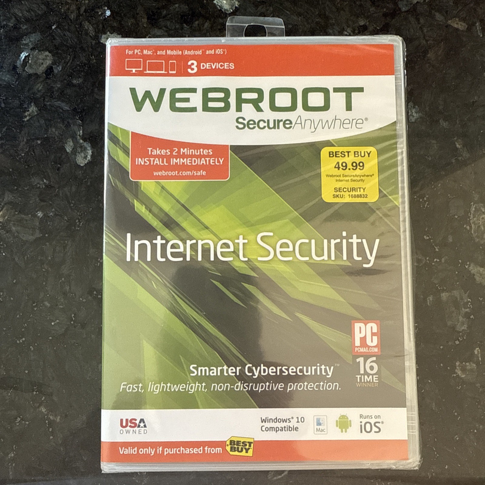 Webroot Secure Anywhere Internet Security 3 Devices for PC/MAC/Mobile NEW/SEALED