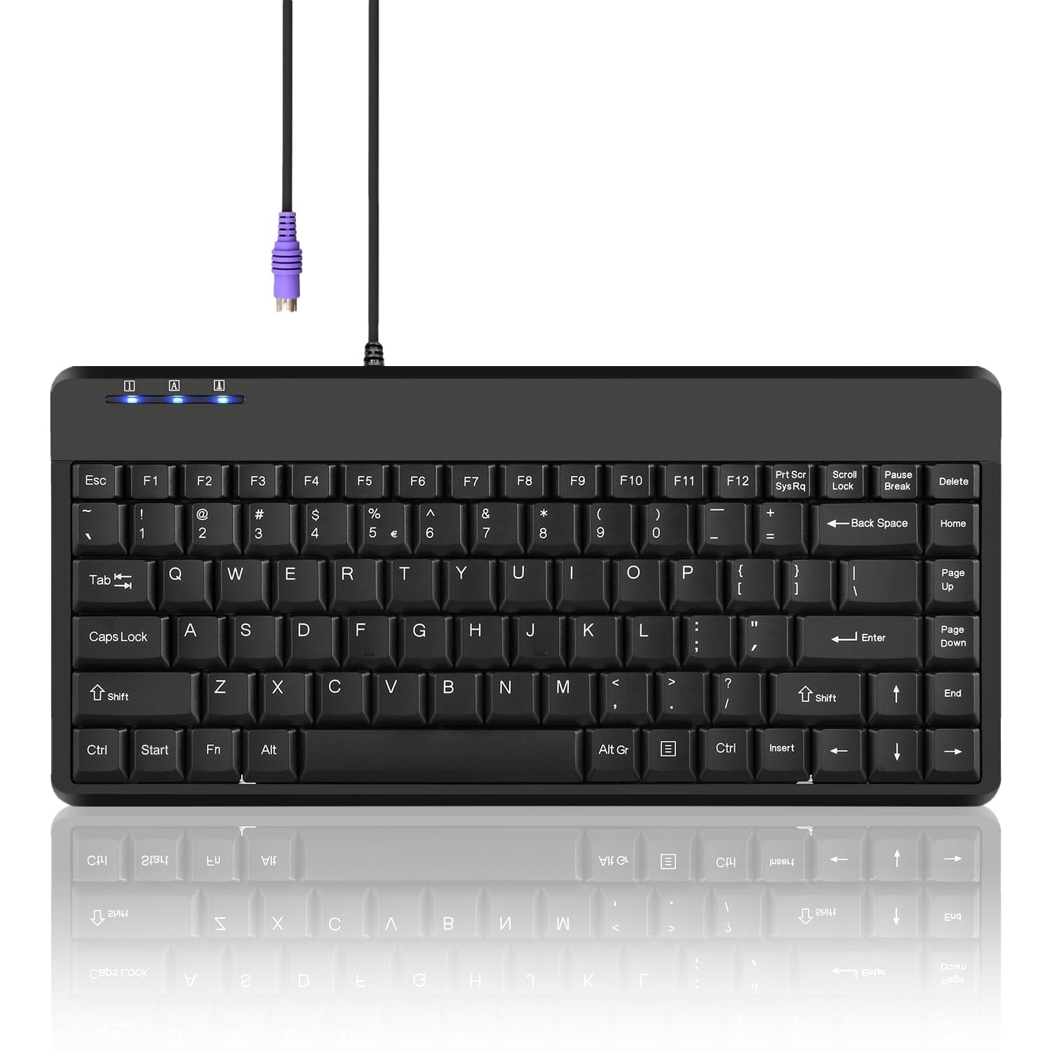 Wired PS2 Mini Keyboard, Black, US English Layout for Efficient Typing