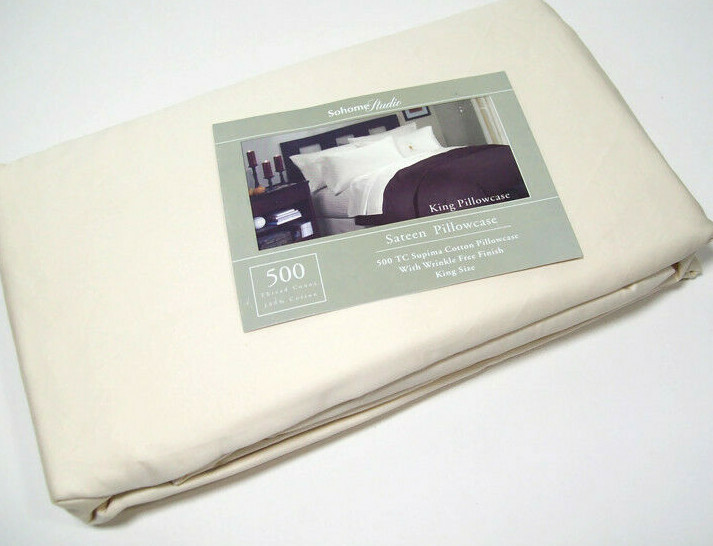 So Home Studio 500 Thread Count Supima Cotton King Pillowcases Set of 2 New