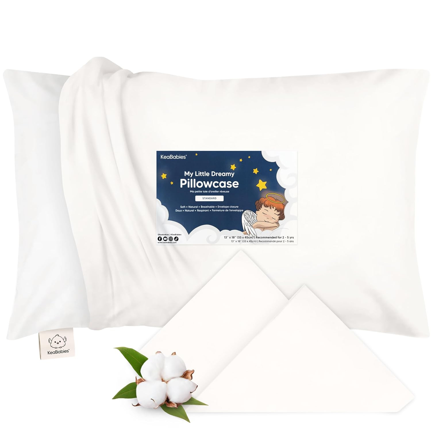 Keababies Toddler Pillowcase 13"X18" - Organic Cotton Toddler Pillowcase for Kid