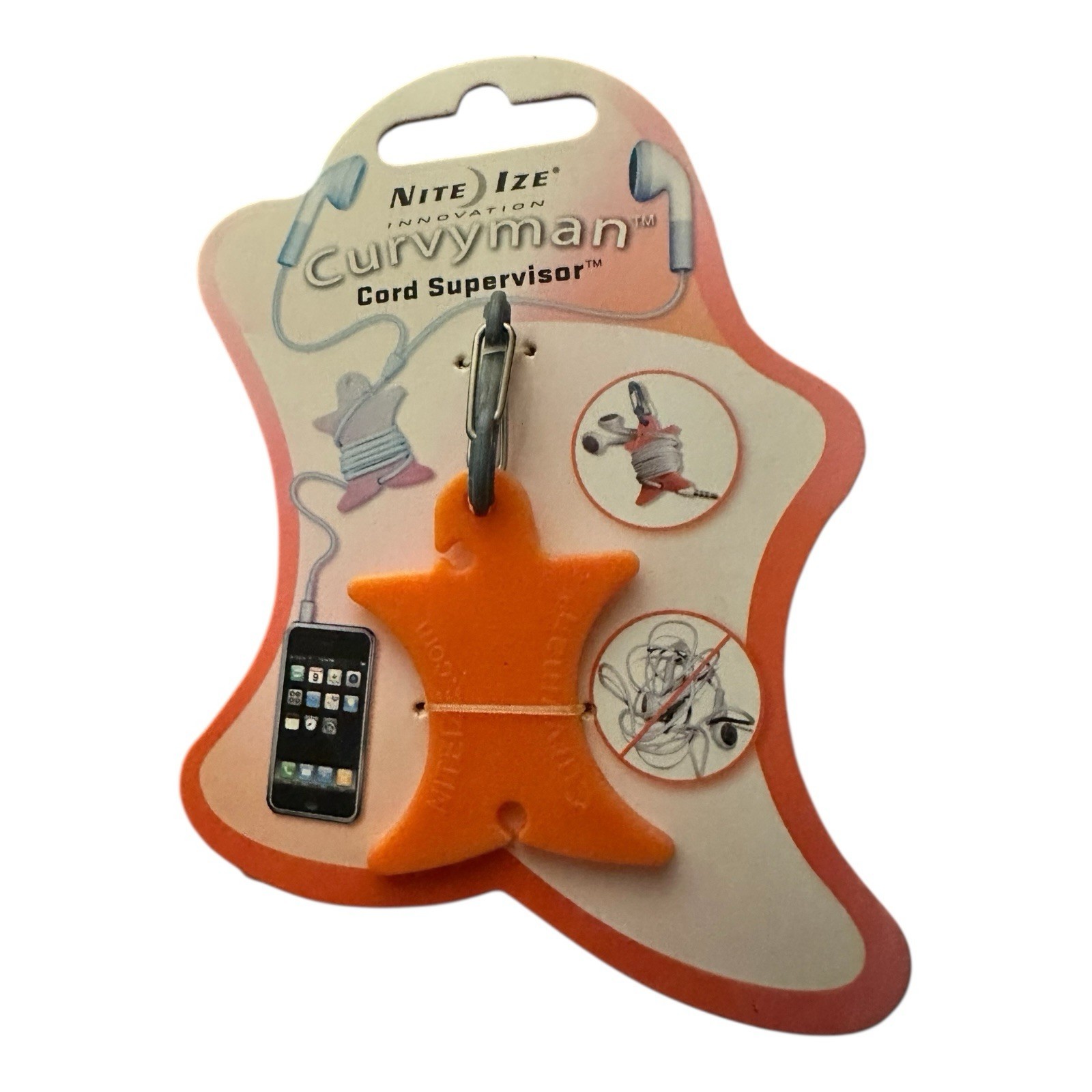 Nite Ize Curvyman Cord Organizer Headset Cable Wrap Orange NEW