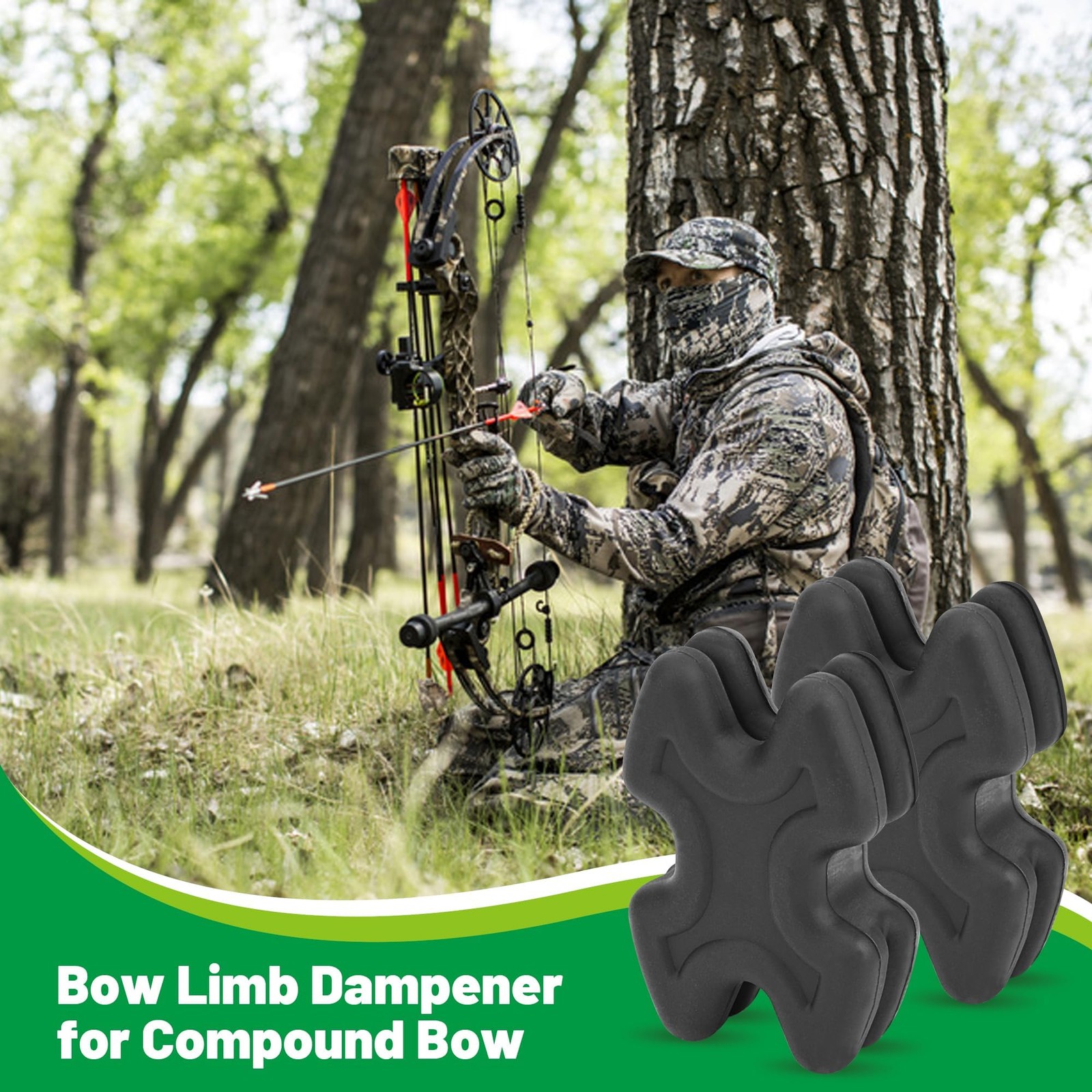 Omoojee 4 PCS Bow Limb Dampeners for Compound and Crossbow, Archery Black