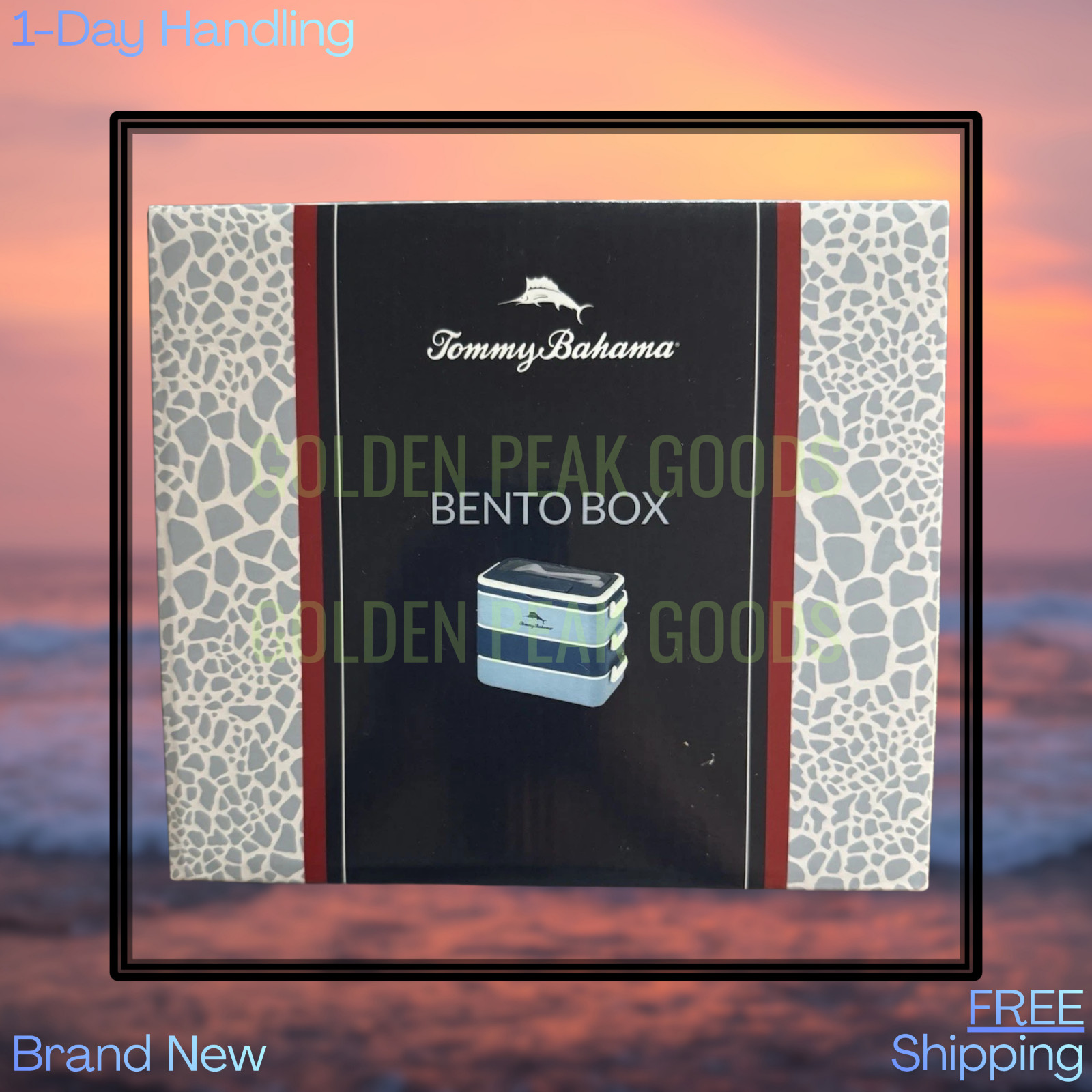 Tommy Bahama Bento Box Portable Handle Leakproof Secure Lock w/ Cutlery Included
