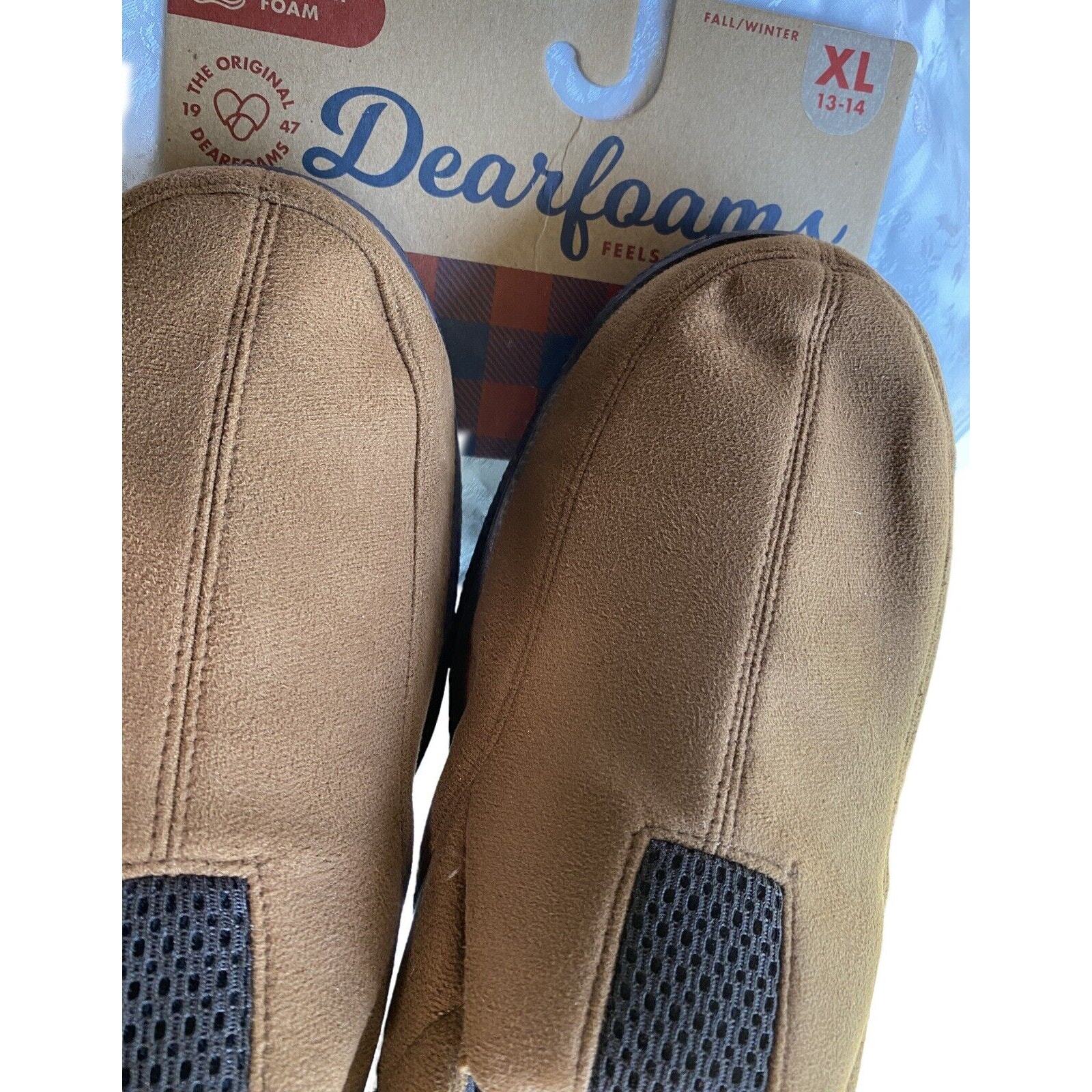 Cabincore Dearfoams Mens Closed Toe Memory Foam Slippers Brown Size XL 13-14 New