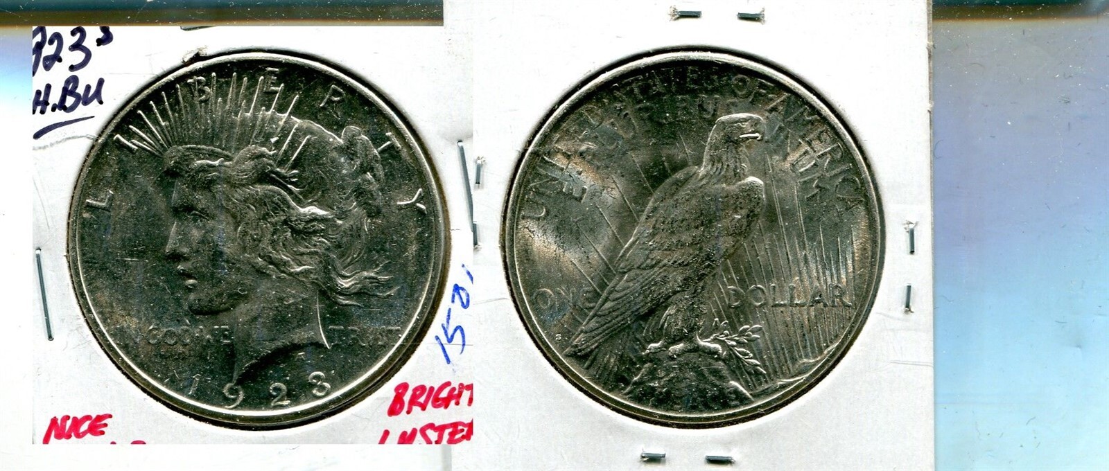 1923 S PEACE SILVER DOLLAR CH BU 1581T