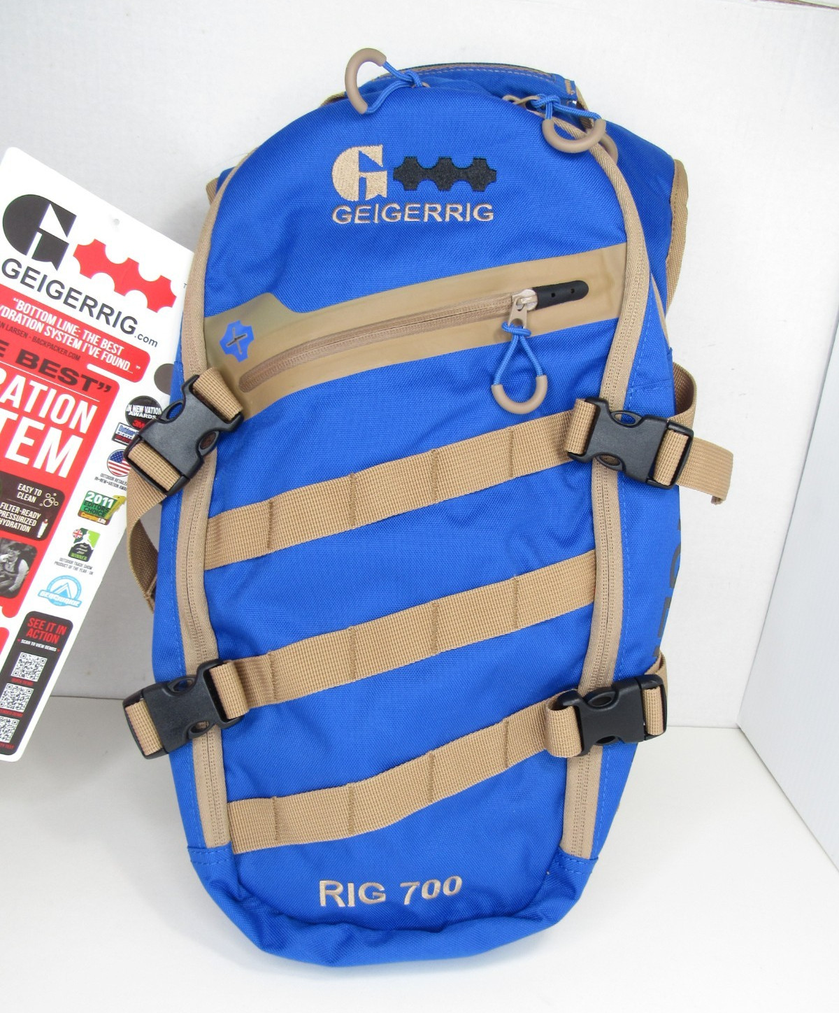 NEW Geigerrig Hydration Pack RIG 700 System Backpack Blue Tan Hiking Biking
