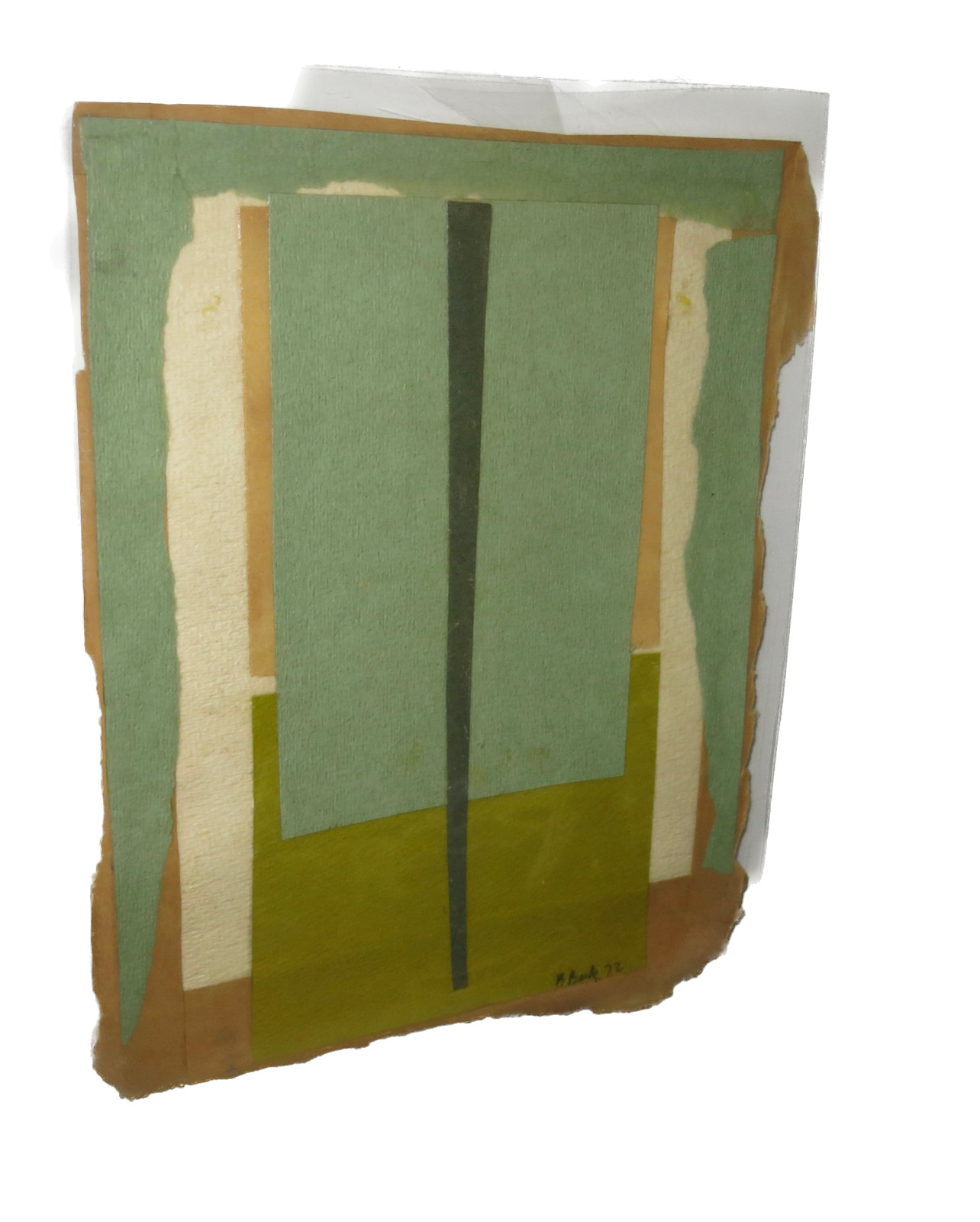 Original Barbara Beck Abstract Paper Collage 1972 SIGNED Long Island Artist
