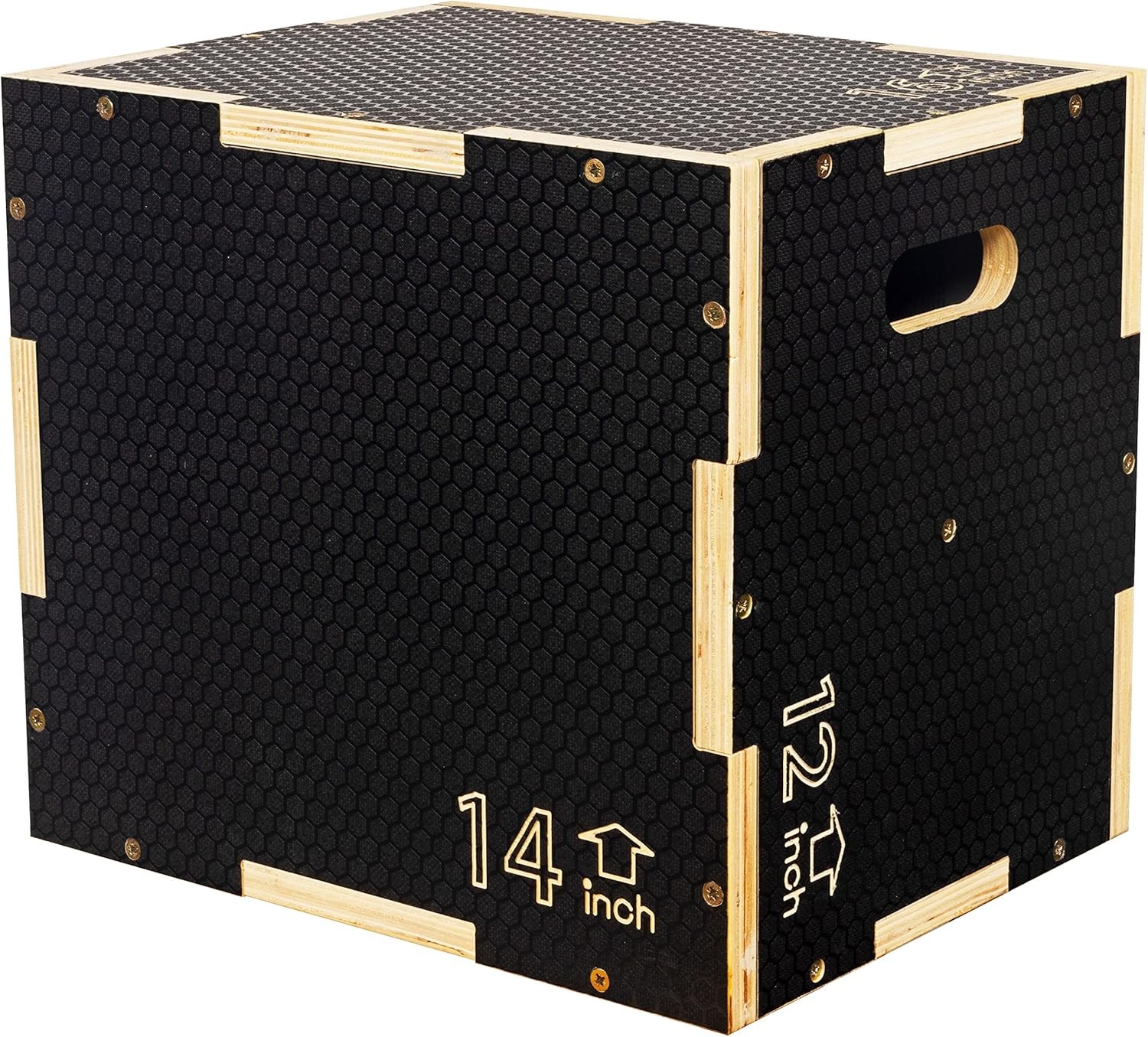 3 in 1 Non-Slip Wooden Plyo Box Plyometric Jumping 16" x 14" x 12", Black