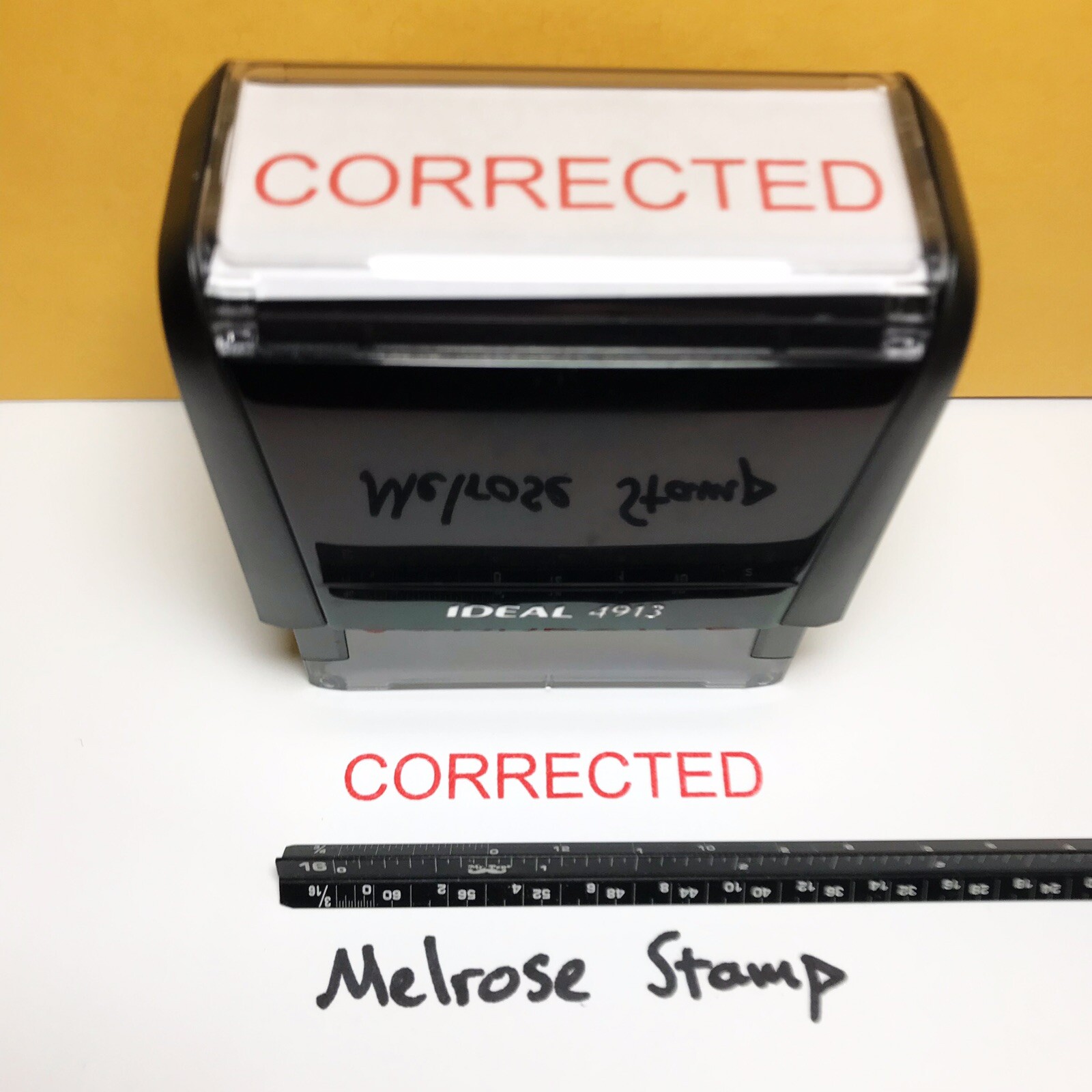 Corrected Rubber Stamp Red Ink Self Inking Ideal 4913