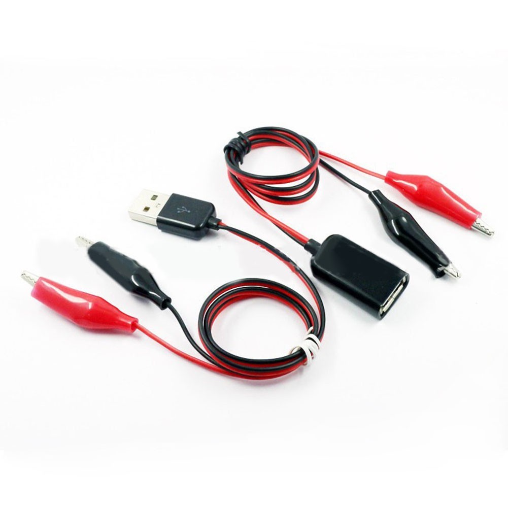 USB Male to Female Connector Adapter with For Alligator Test Clip Power Cord