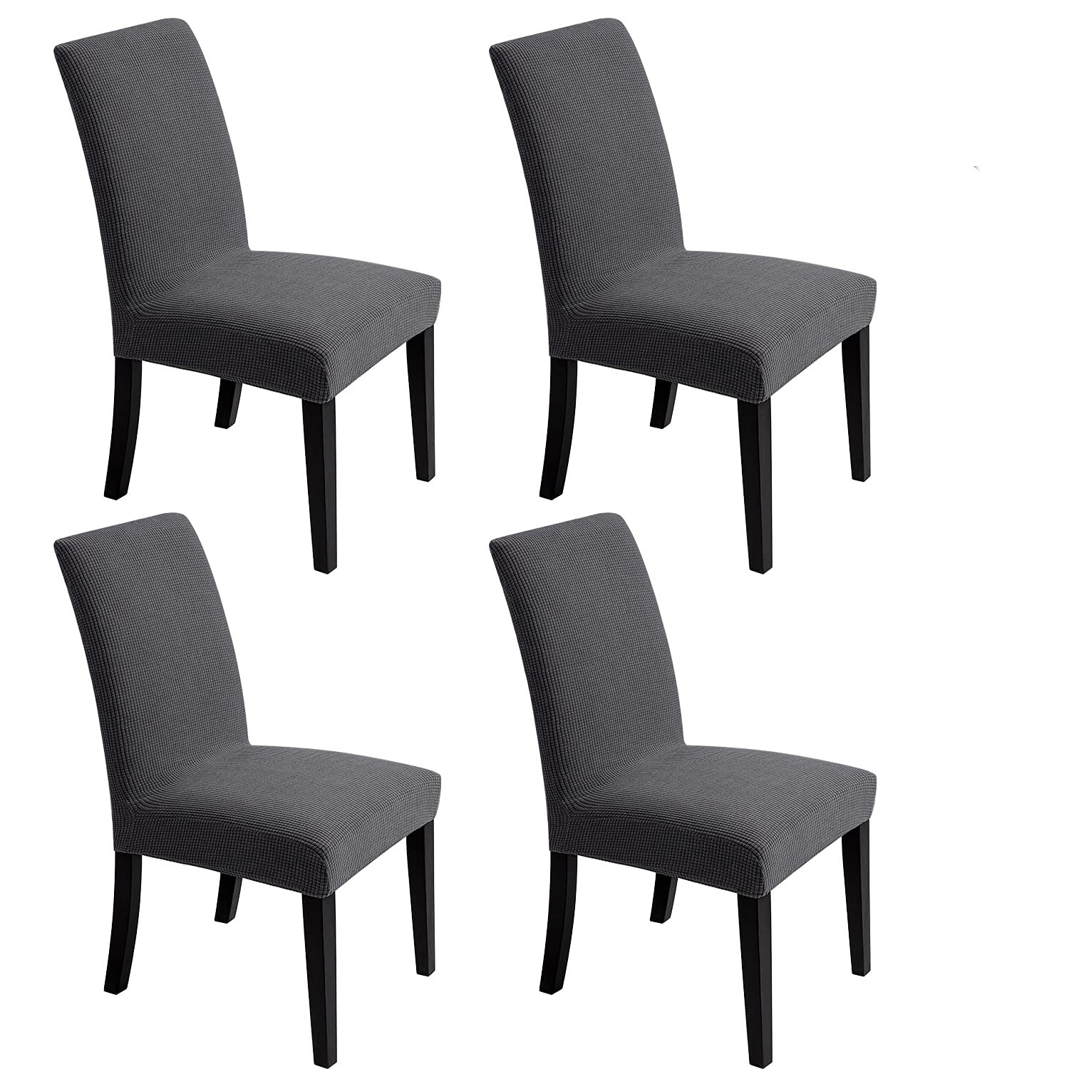 Chair Covers for Dining Room - Stretch Slipcovers 4, Dark Grey