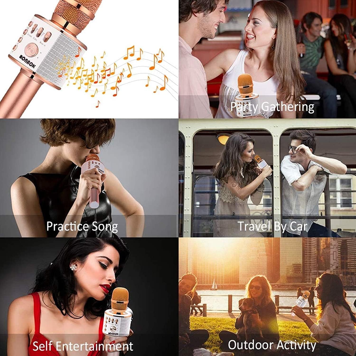 Bluetooth Karaoke Microphone for Home Parties - Unidirectional Handheld Design